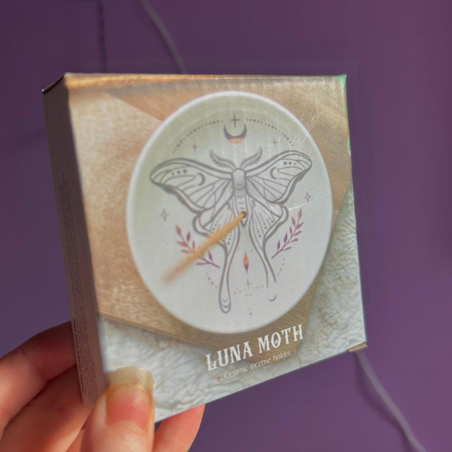 luna moth ceramic incense holder