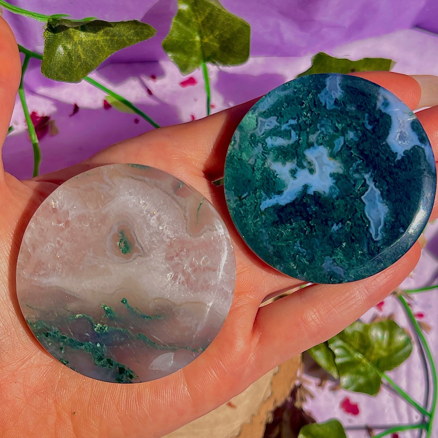 moss agate disc C & D