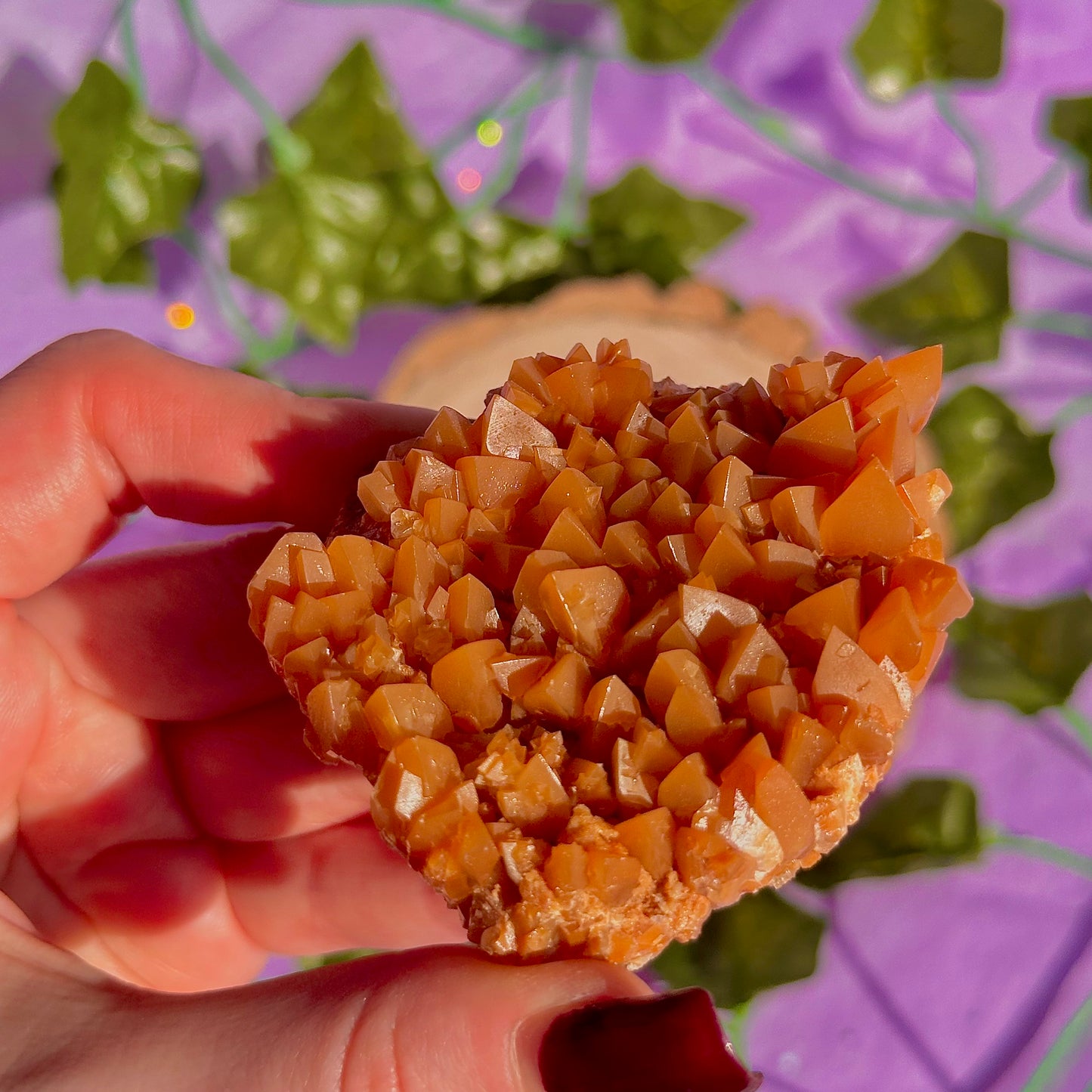 orange calcite cluster specimen C