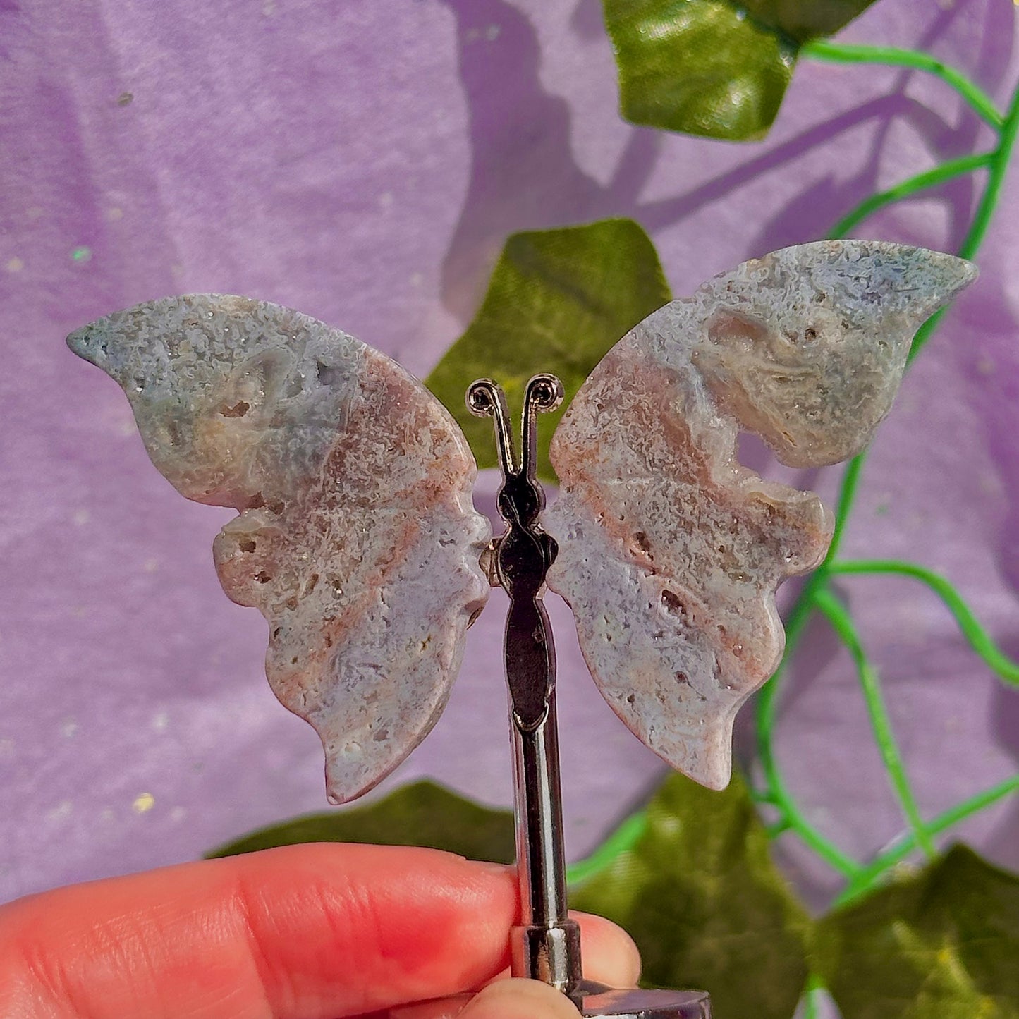 sea jasper butterflies on stand & dragon fly carving ~ choose your own