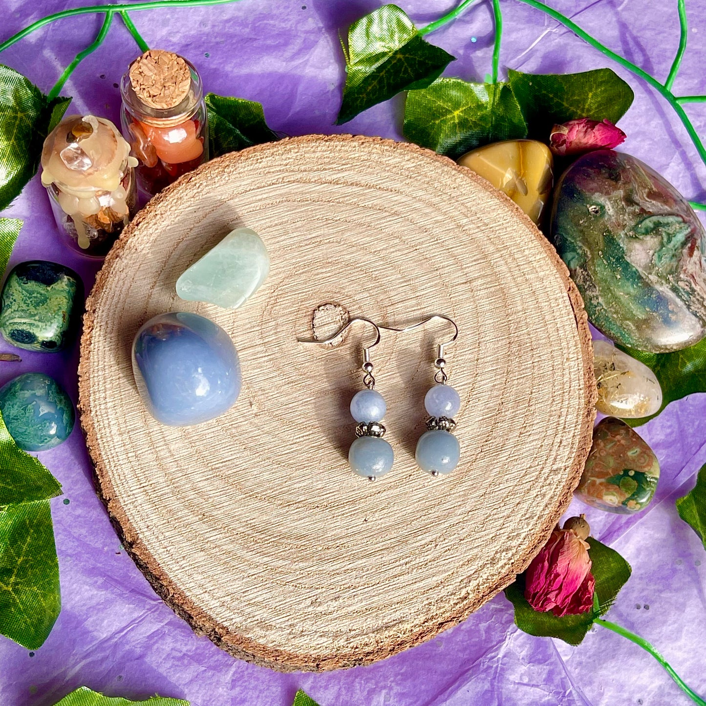 aquamarine & angelite earrings on 925 hooks