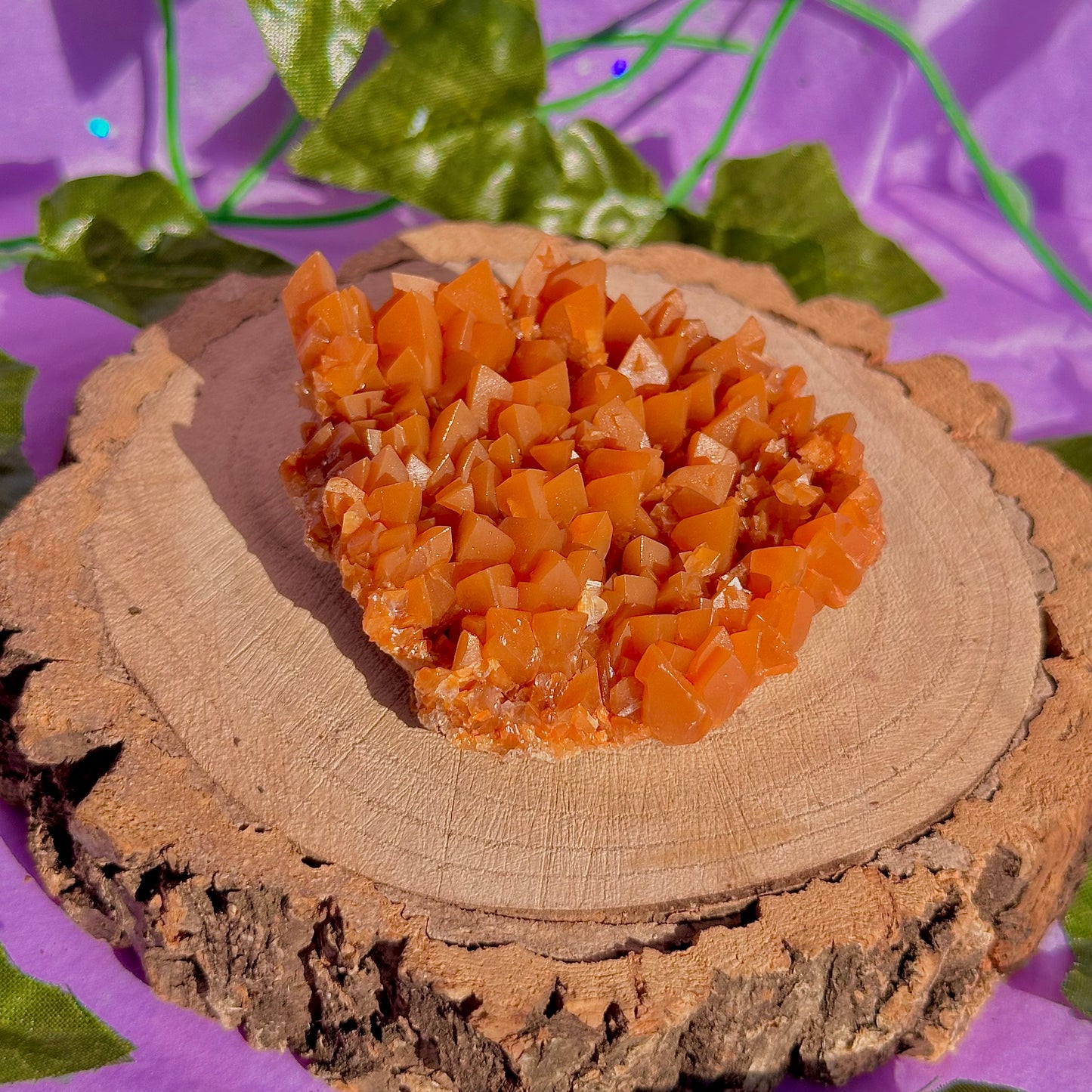 orange calcite cluster specimen C