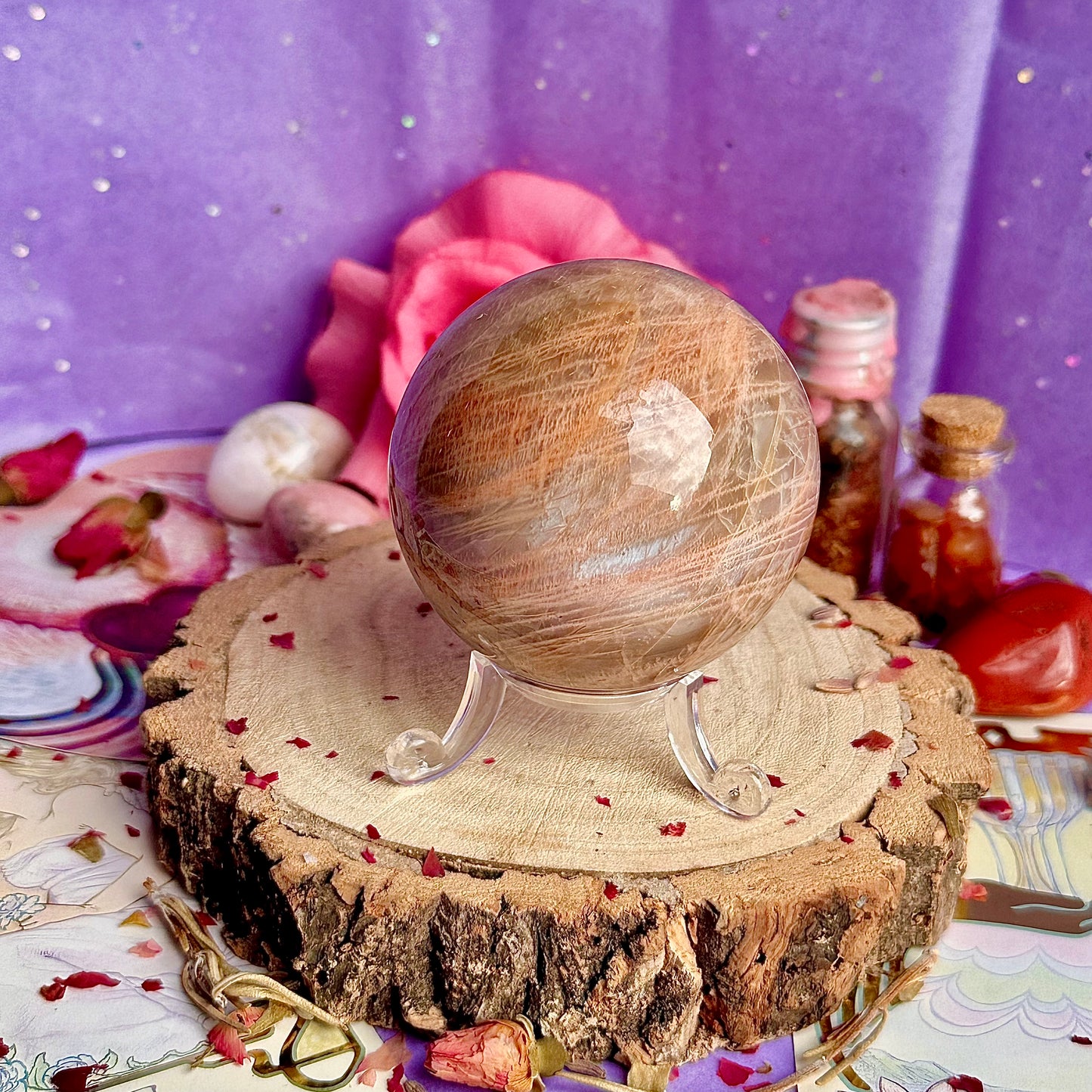 sphère de pierre de lune rose A