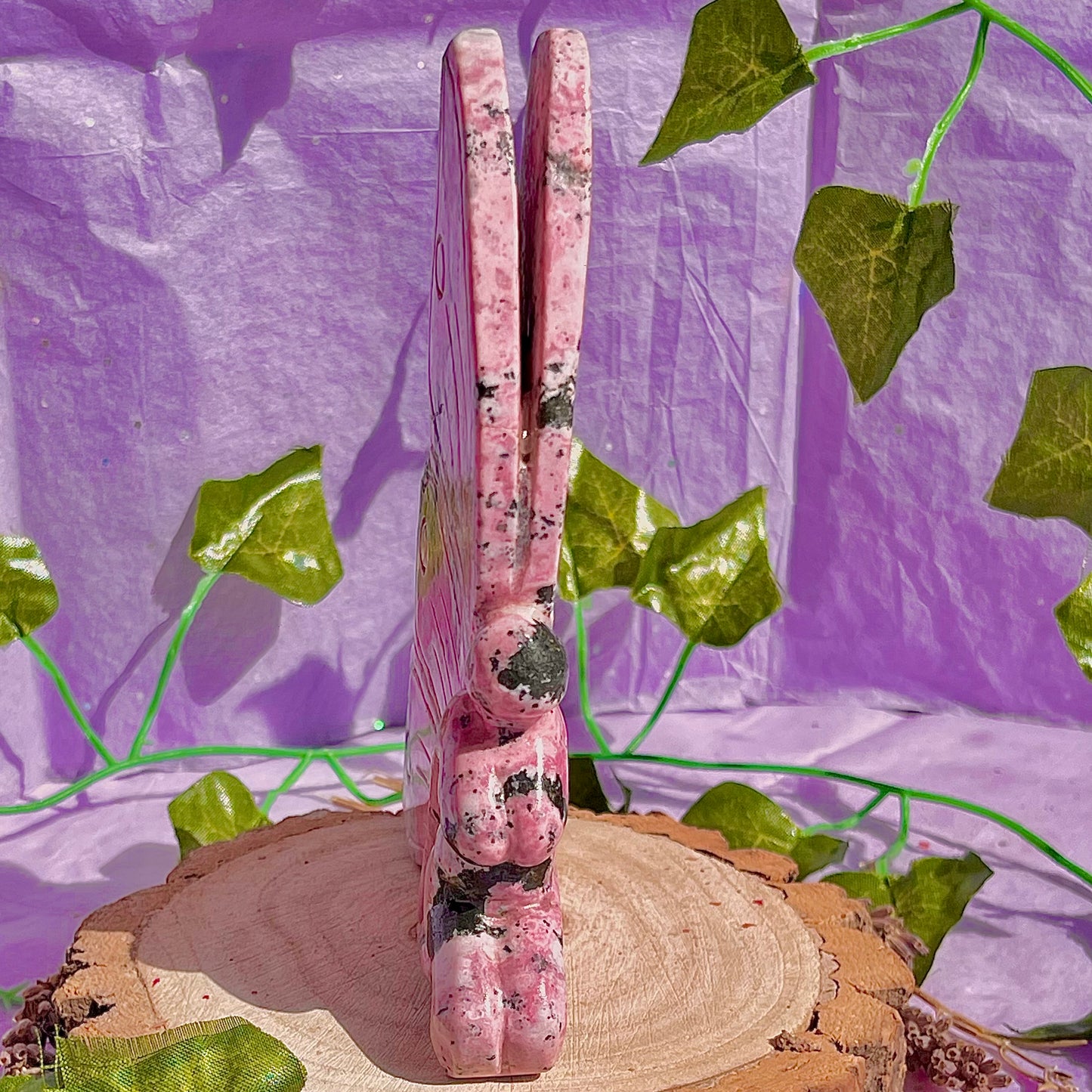 rhodonite fairy carving