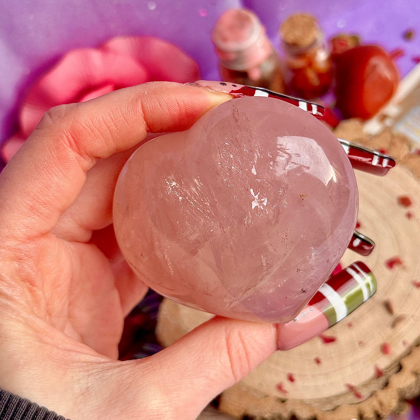 Cœurs en quartz rose starlight asterism ~ choisissez le vôtre