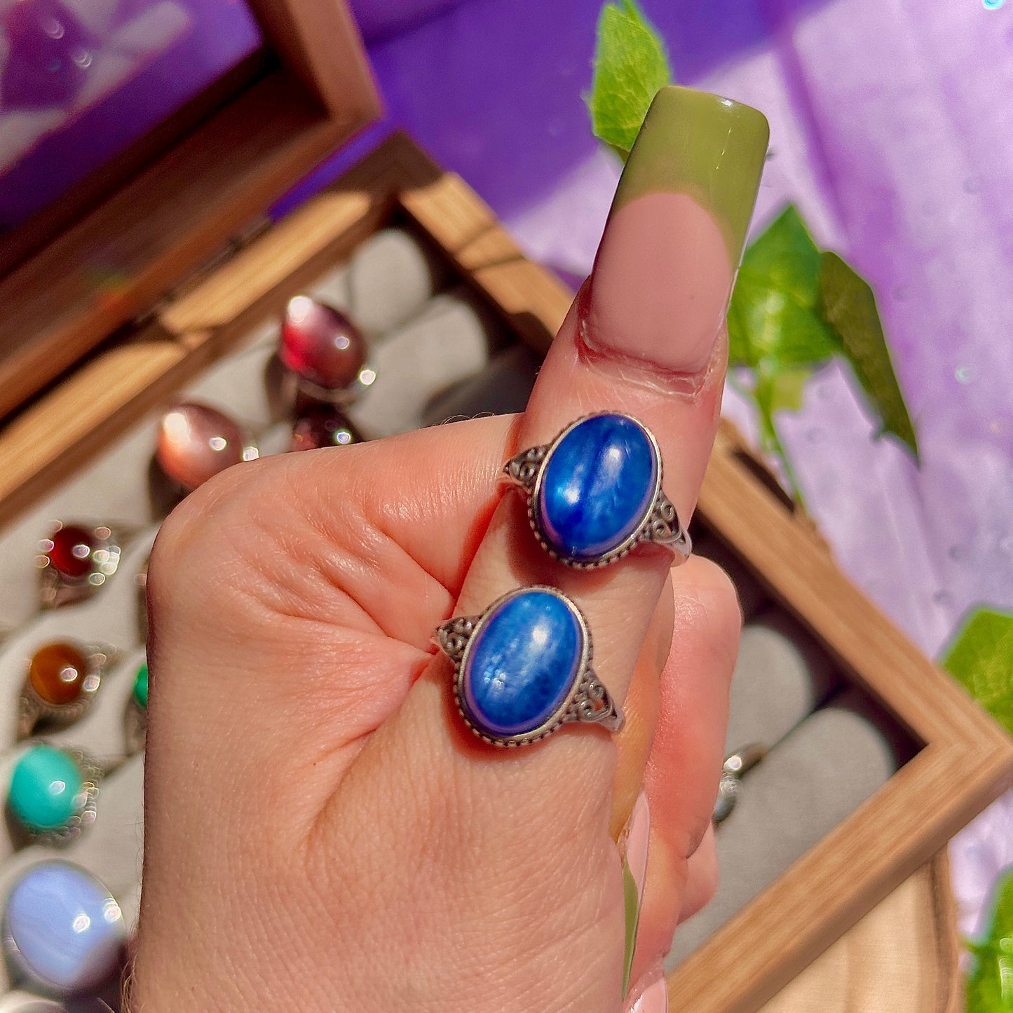blue kyanite 925 sterling silver adjustable ring