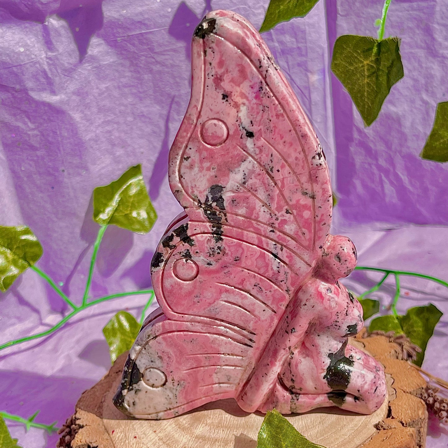 rhodonite fairy carving