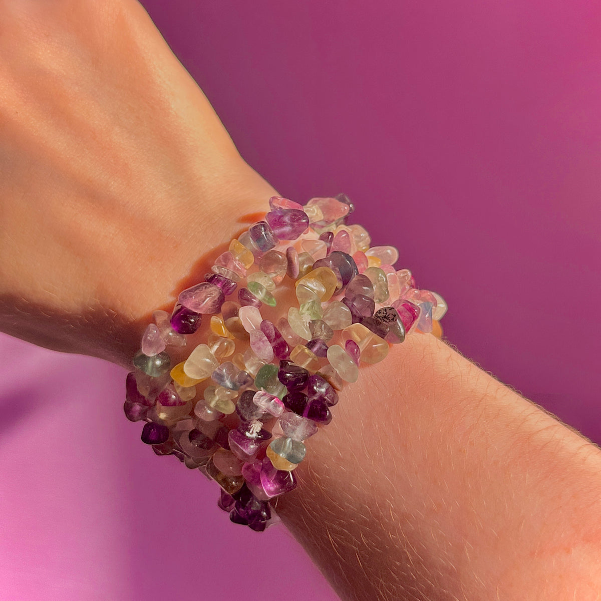 rainbow fluorite chip bracelets