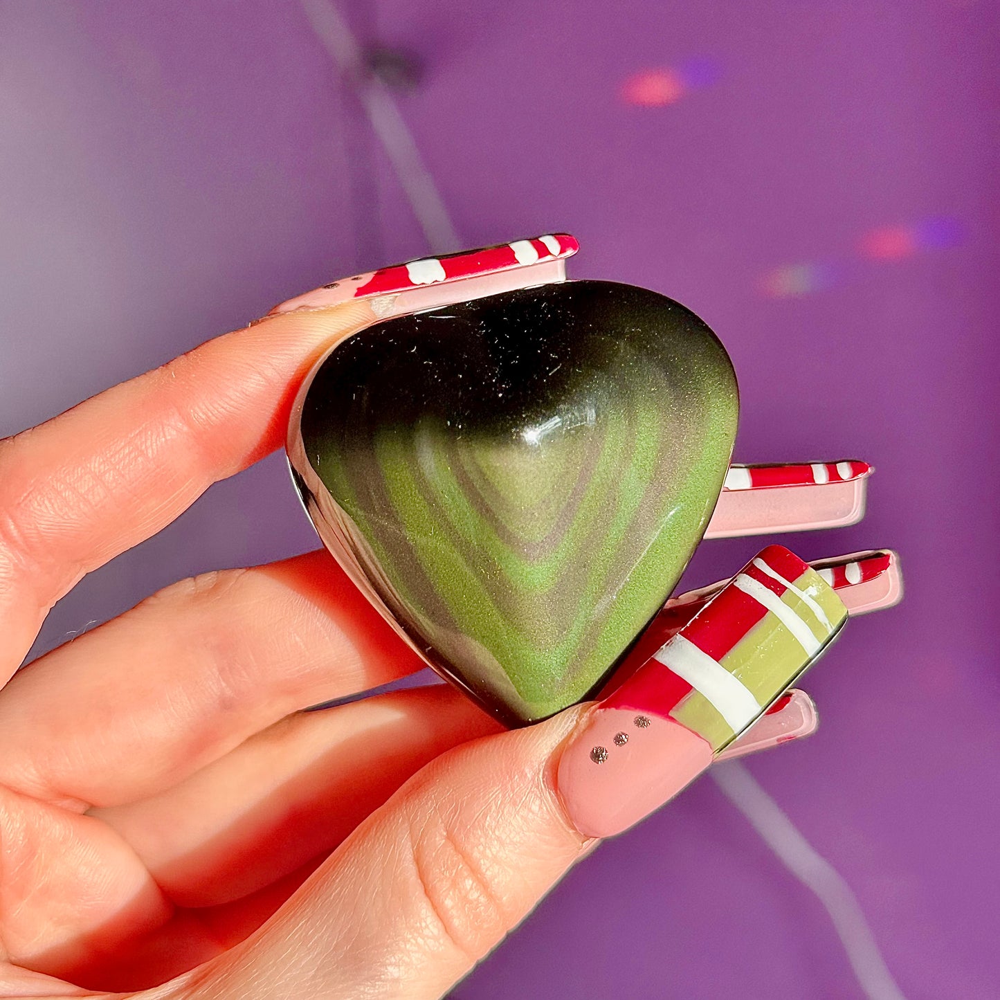 rainbow obsidian heart carvings C & D