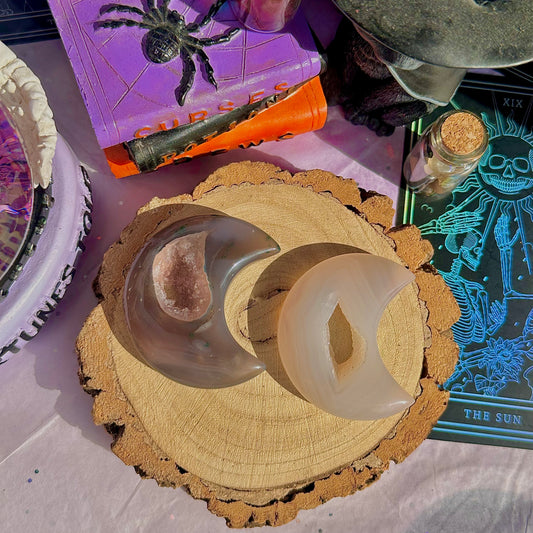 druzy agate moon carving ~ choose your own