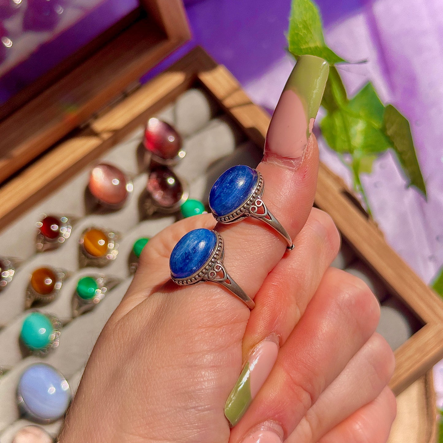 blue kyanite 925 sterling silver adjustable ring