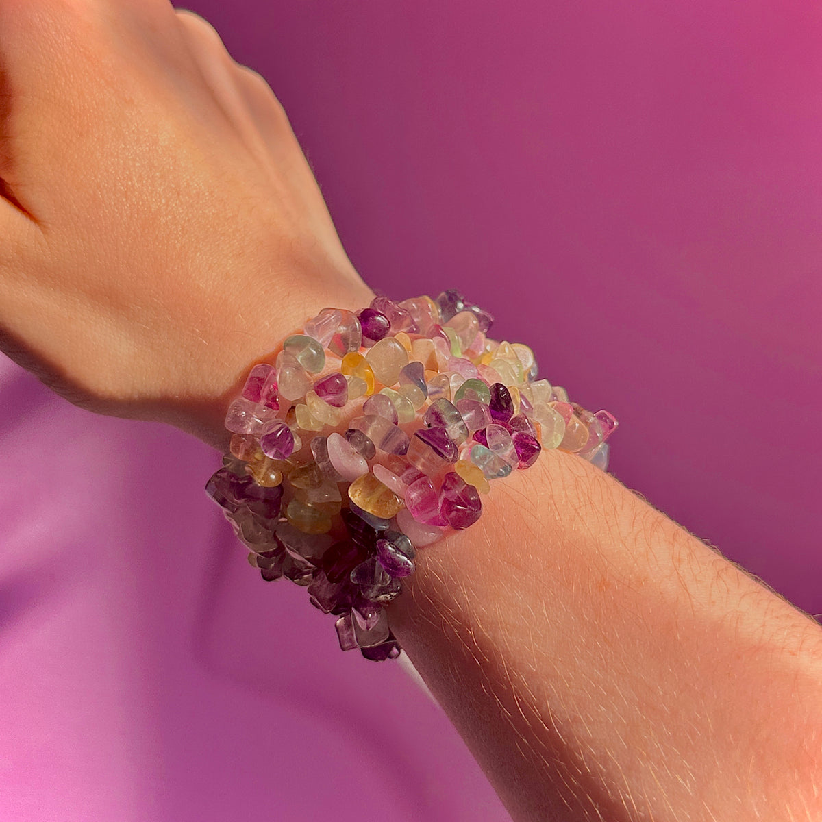 rainbow fluorite chip bracelets