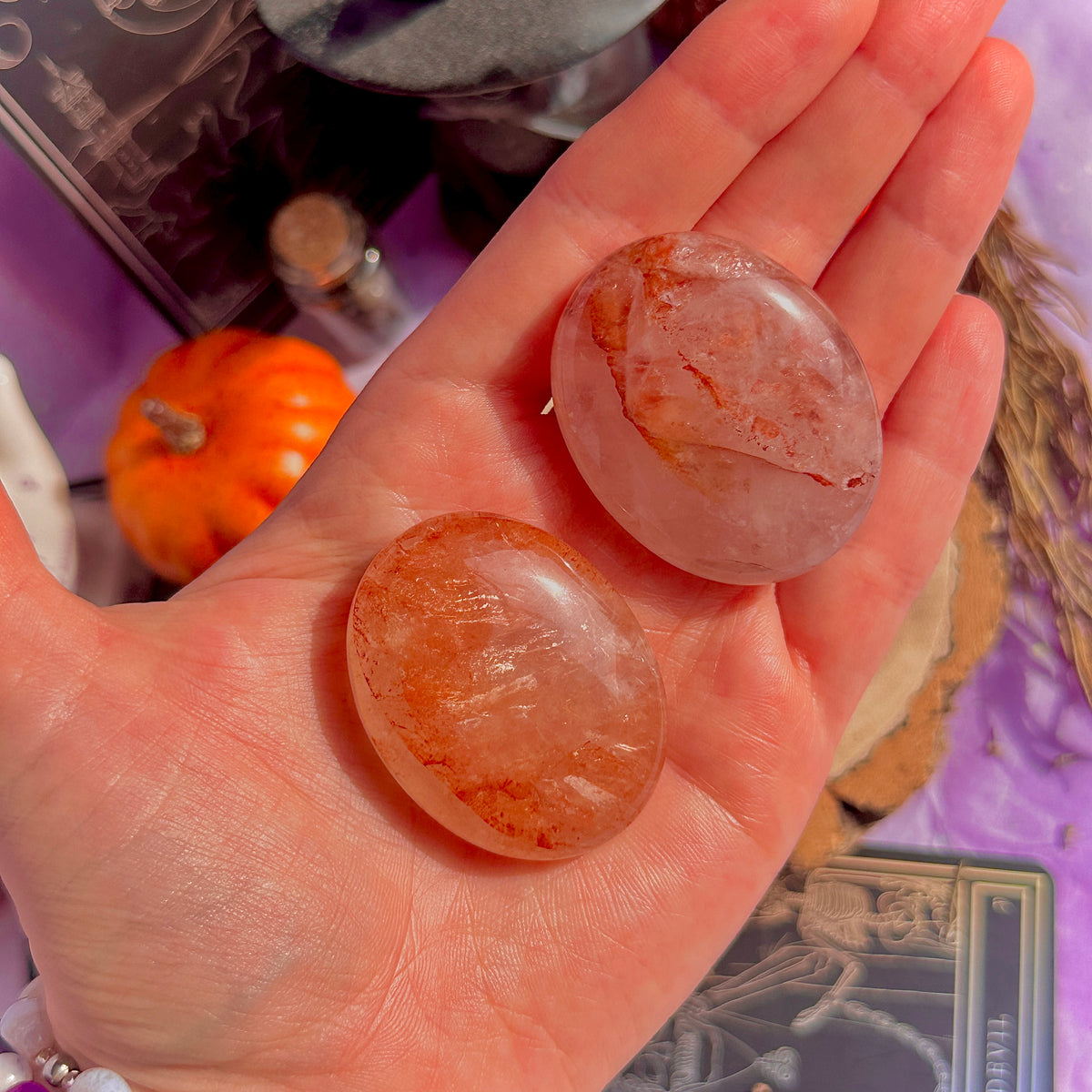 fire quartz palm stone ~ intuitively chosen
