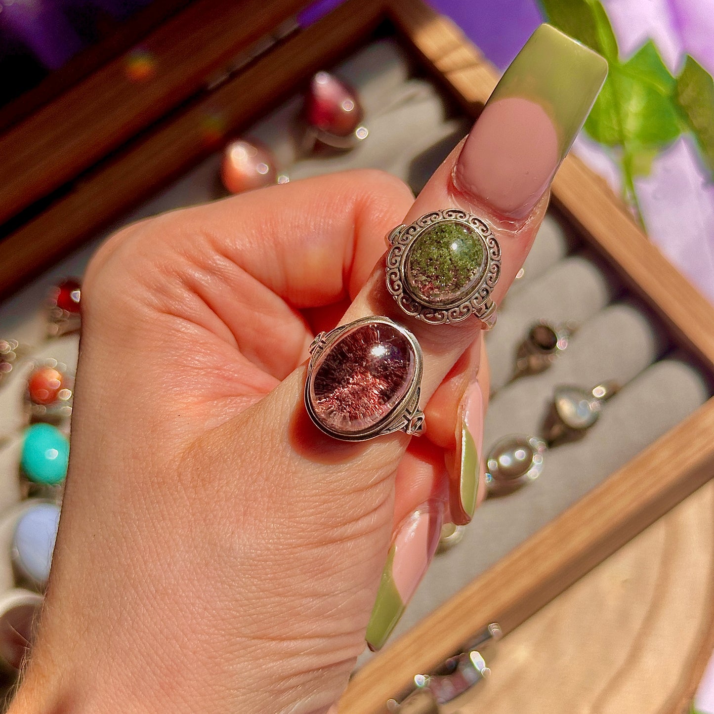 garden quartz 925 sterling silver adjustable ring