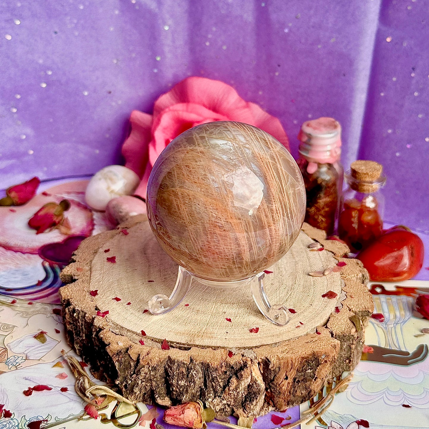 sphère de pierre de lune rose A