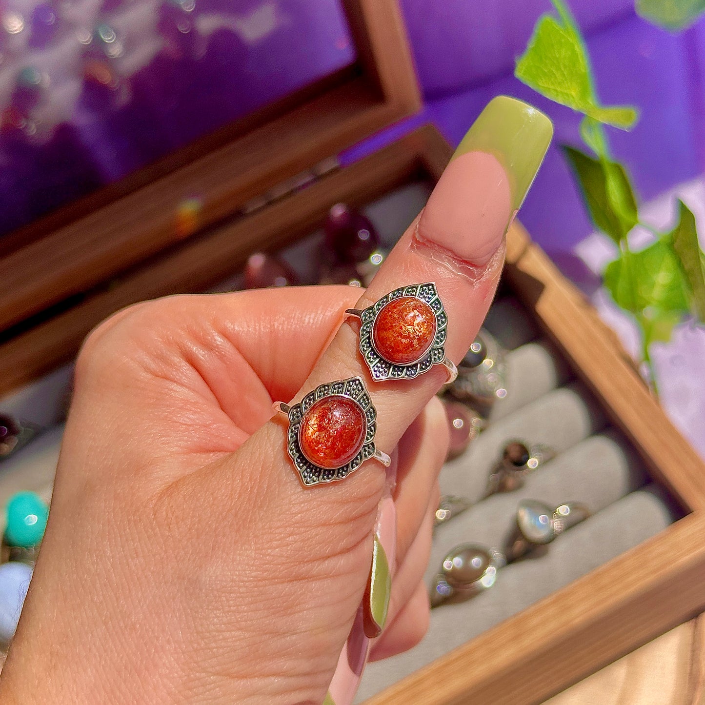 sunstone 925 sterling silver adjustable ring