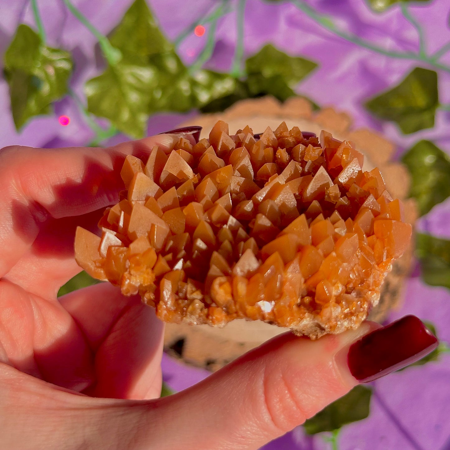 orange calcite cluster specimen C