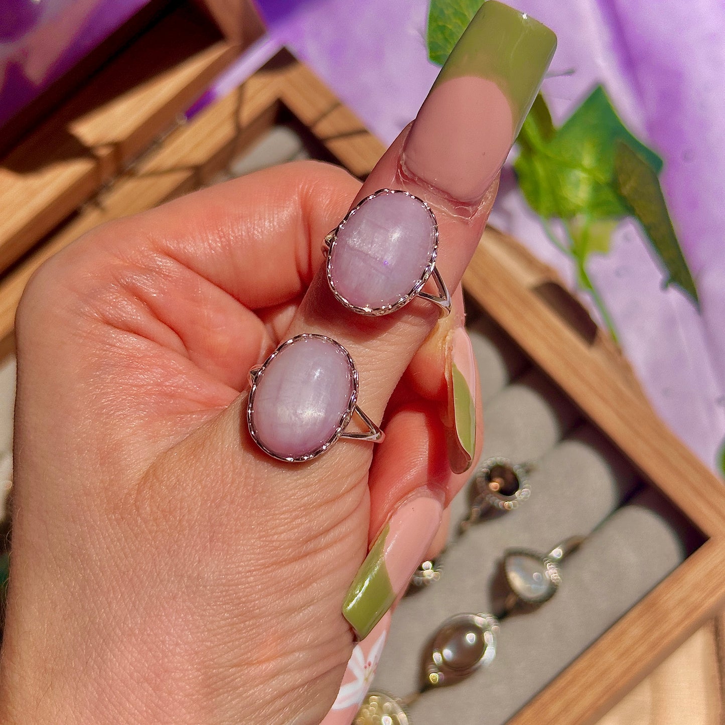 kunzite 925 sterling silver adjustable ring