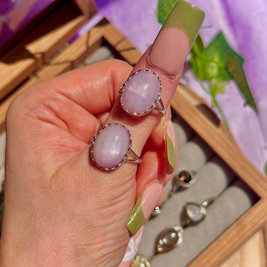 kunzite 925 sterling silver adjustable ring