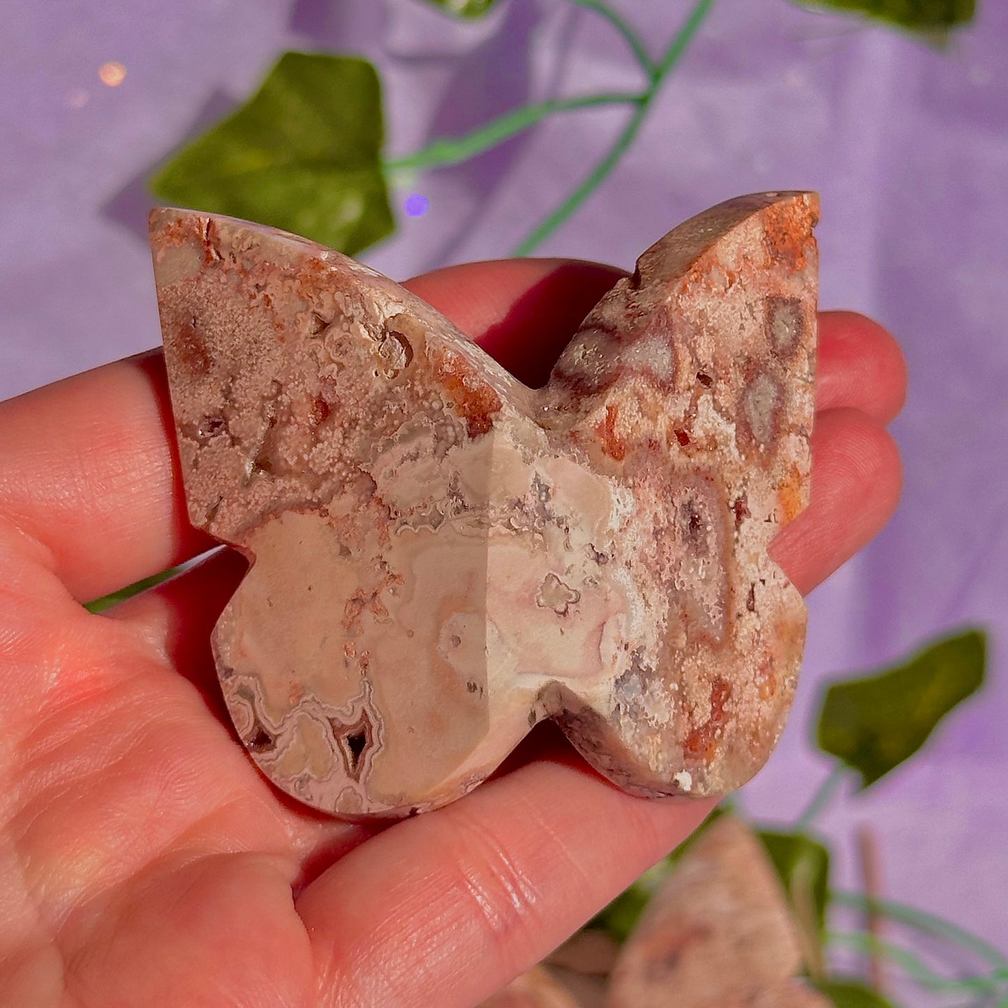 indonesian rare pink lace agate butterflies, self standing ~ choose your own
