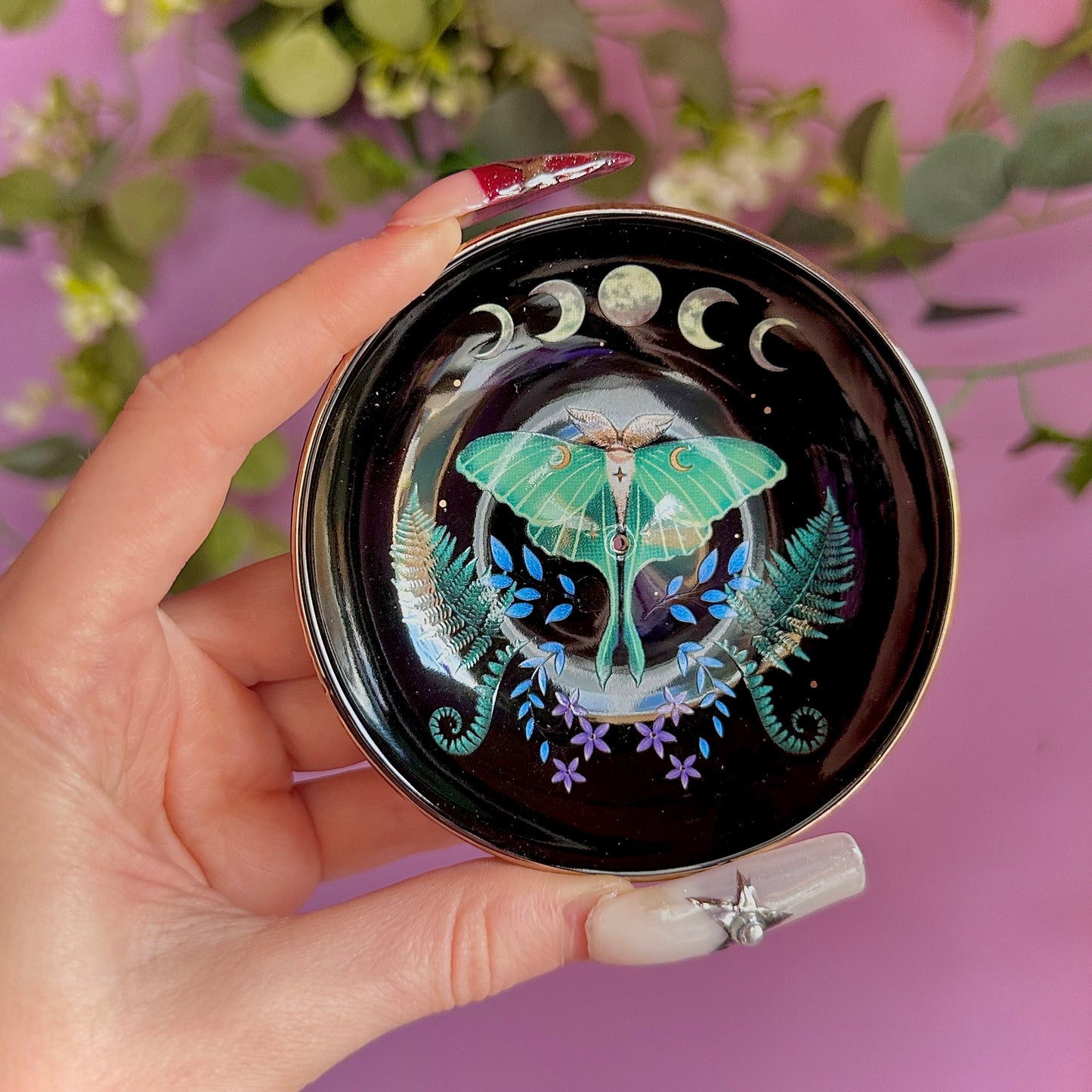 luna moth ceramic incense holder