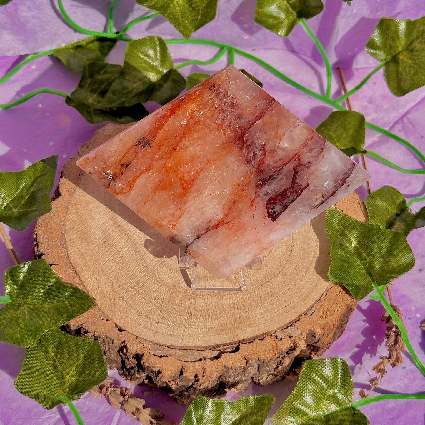fire quartz diamond carving with stand