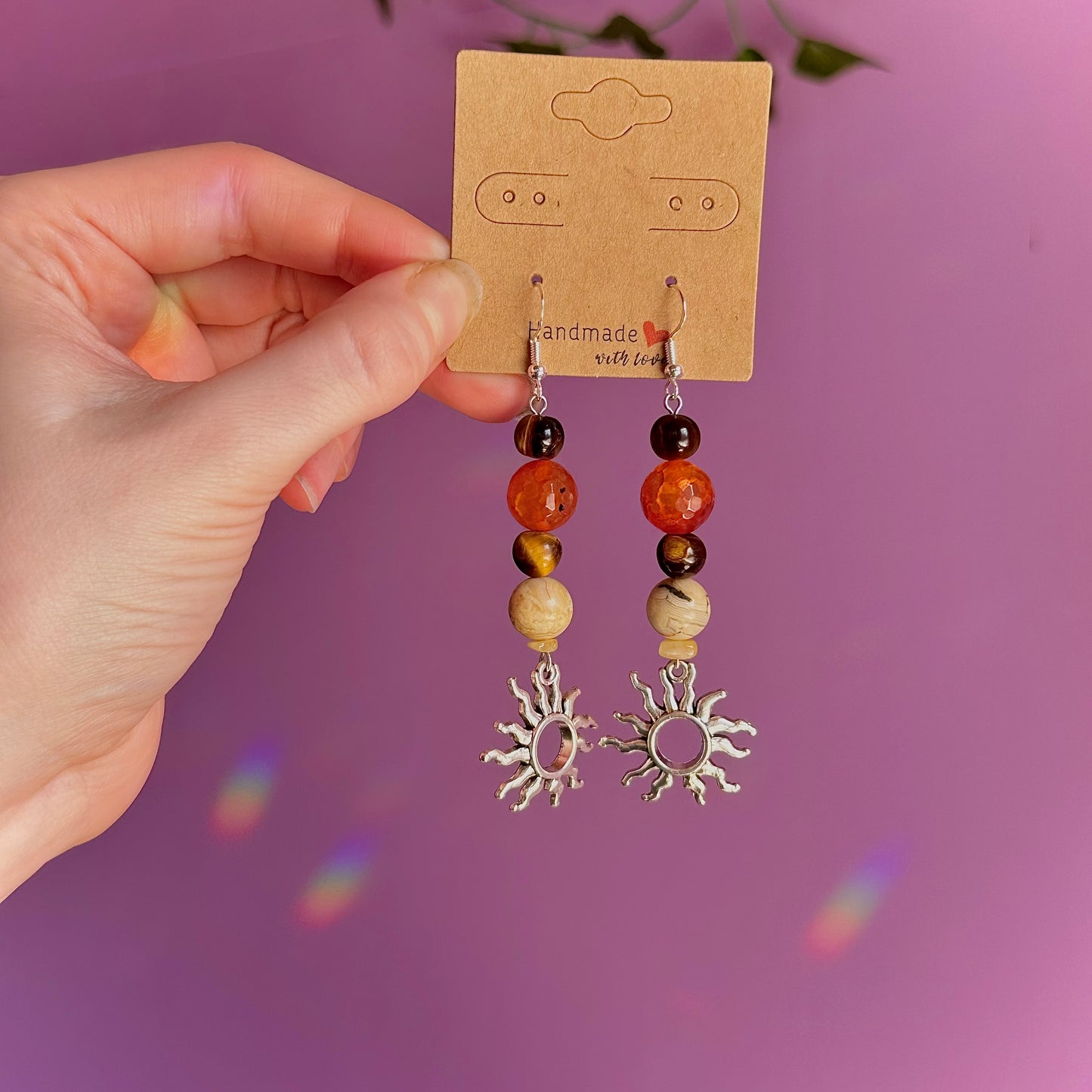 sunny days earrings on 925 hooks ~ tigers eye, crazy lace agate, carnelian and golden healer