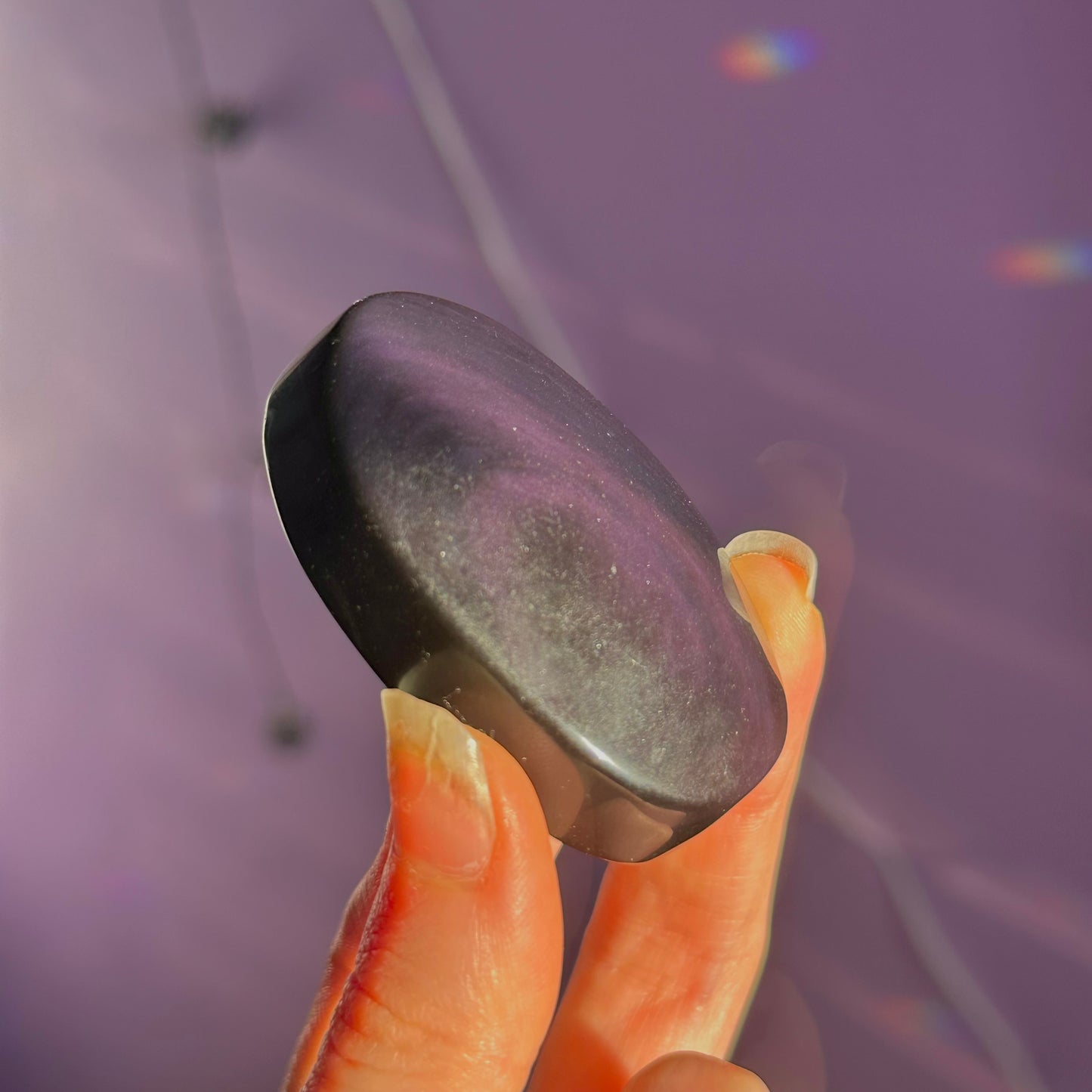 rainbow obsidian palm stone ~ intuitively chosen