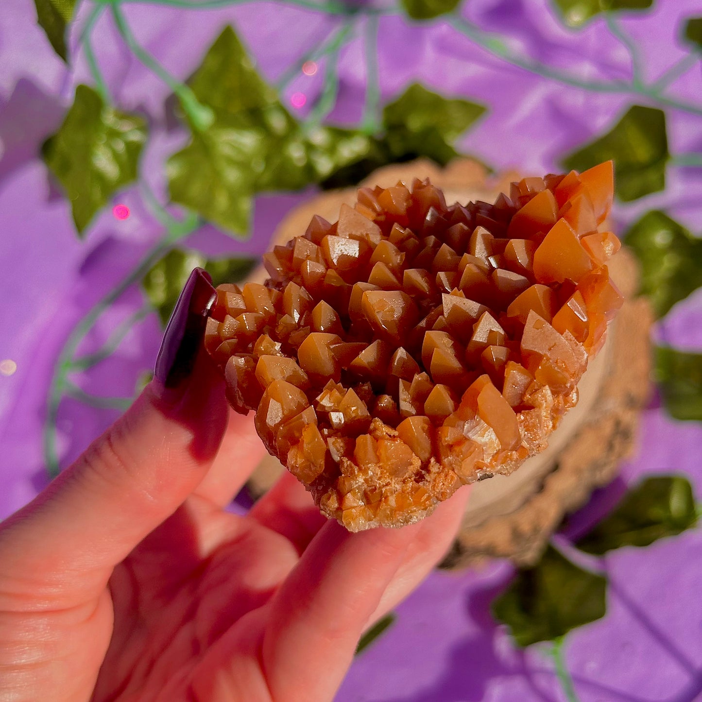 orange calcite cluster specimen C