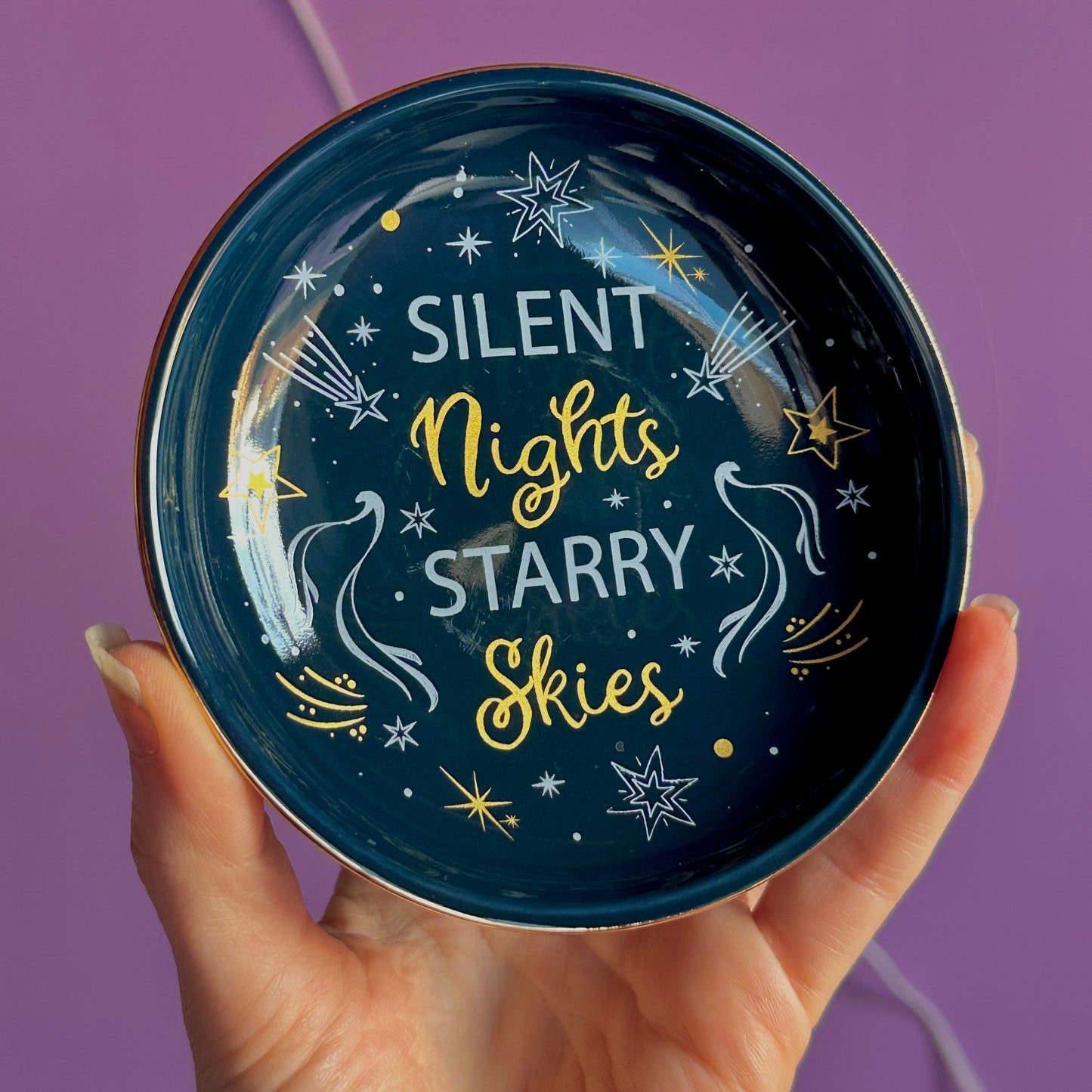 silent night starry skies trinket dish