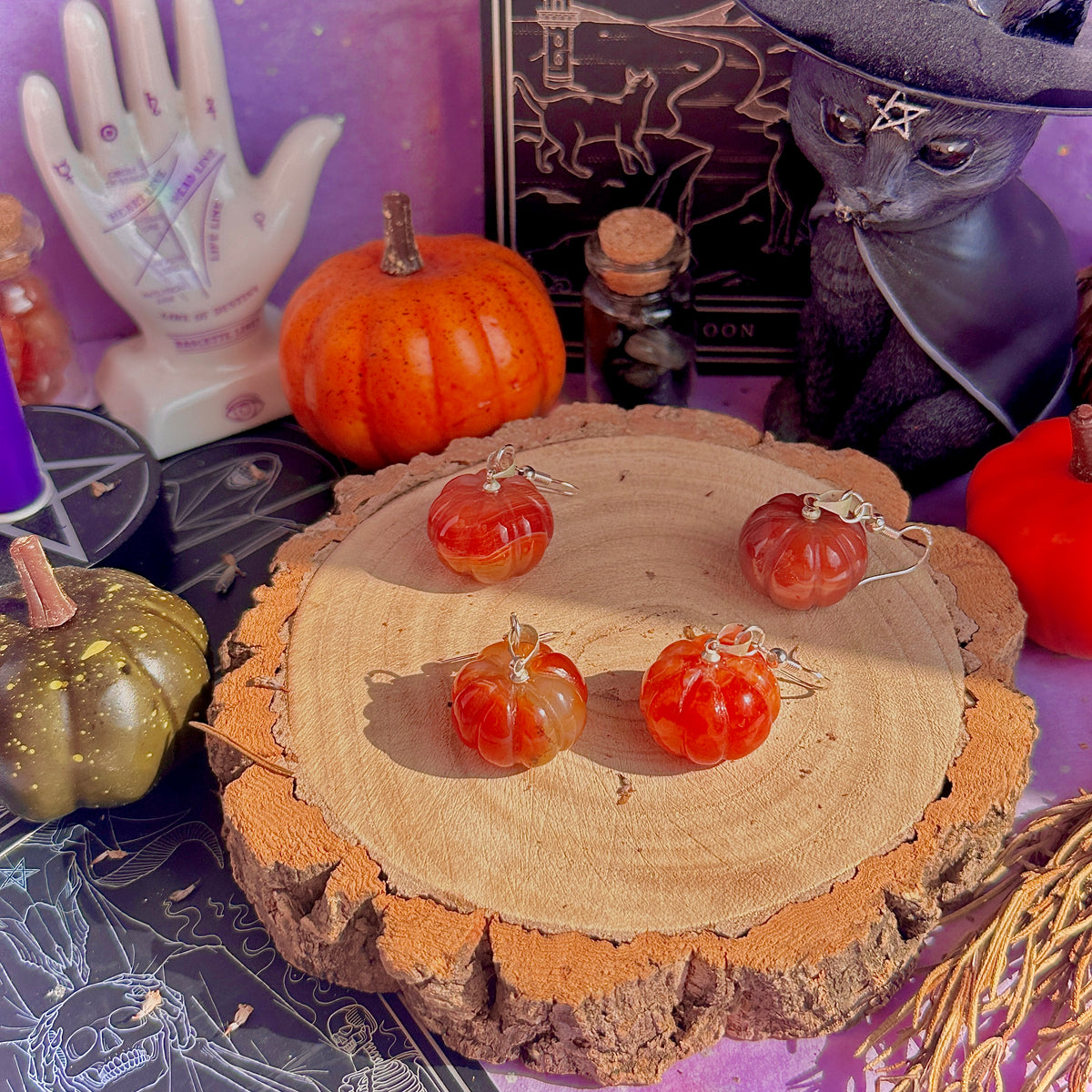 carnelian pumpkin earrings on 925 hooks ~ only 2!