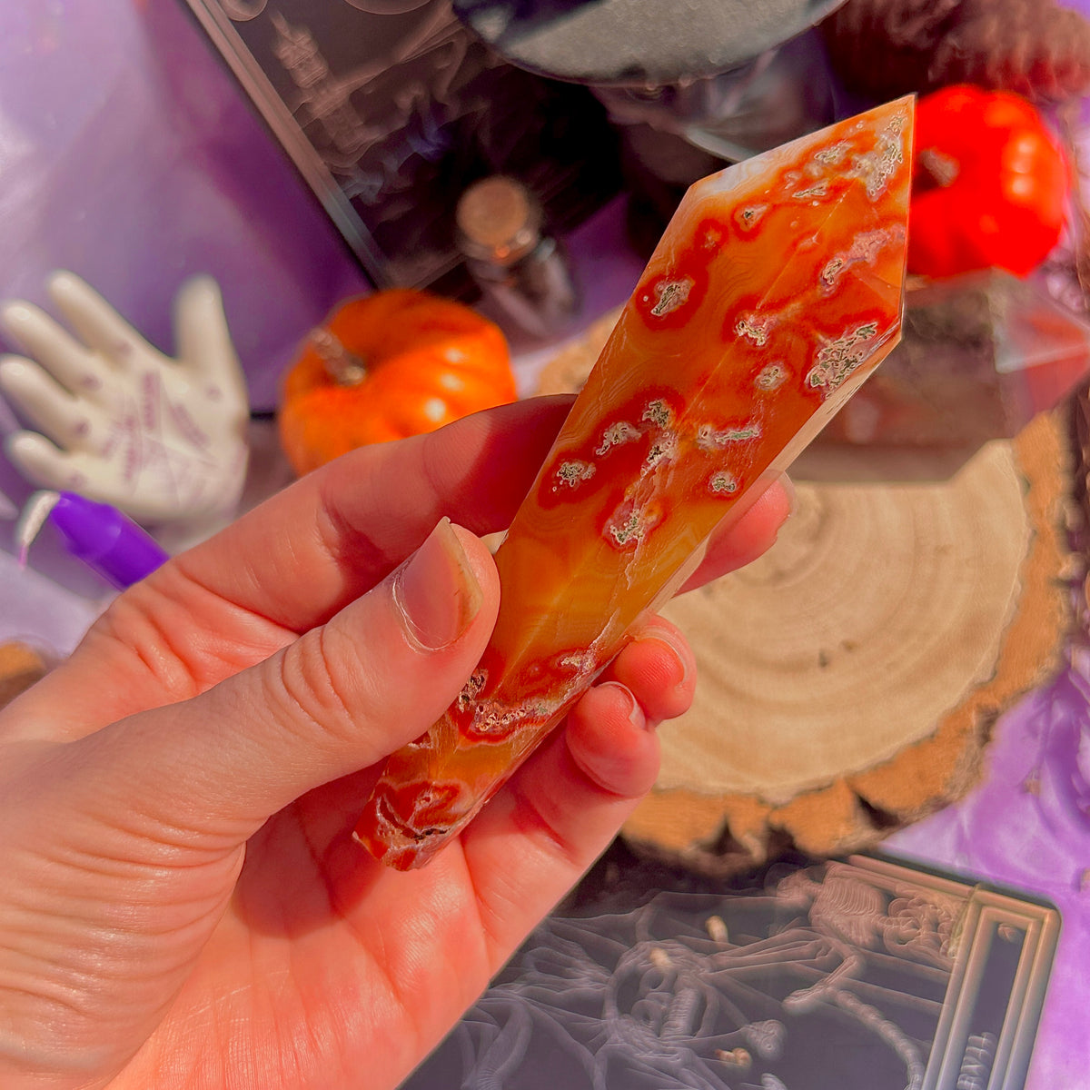 carnelian x moss agate generator wands ~ choose your own