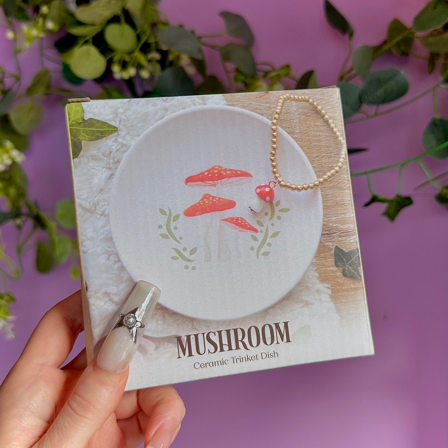 toadstool mushroom ceramic trinket dish