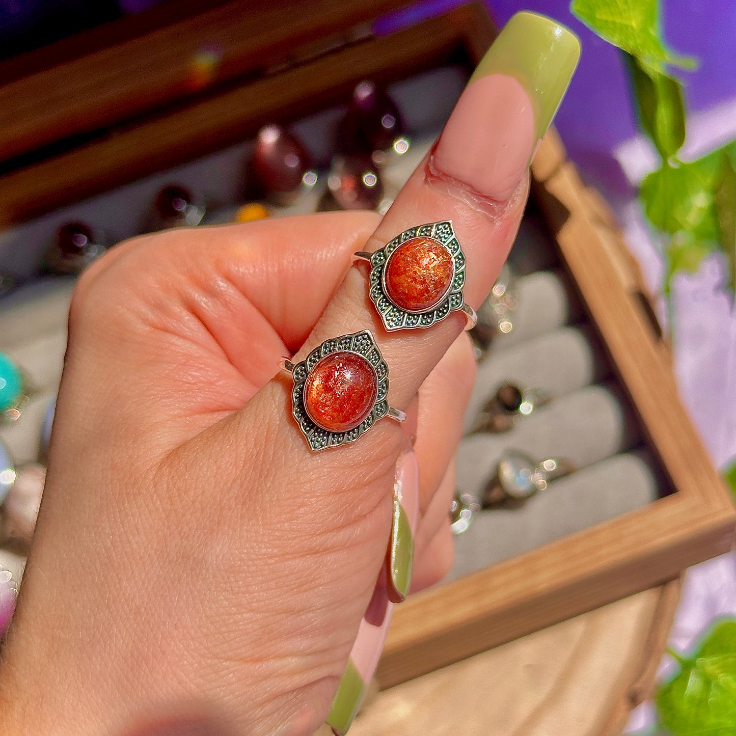 sunstone 925 sterling silver adjustable ring