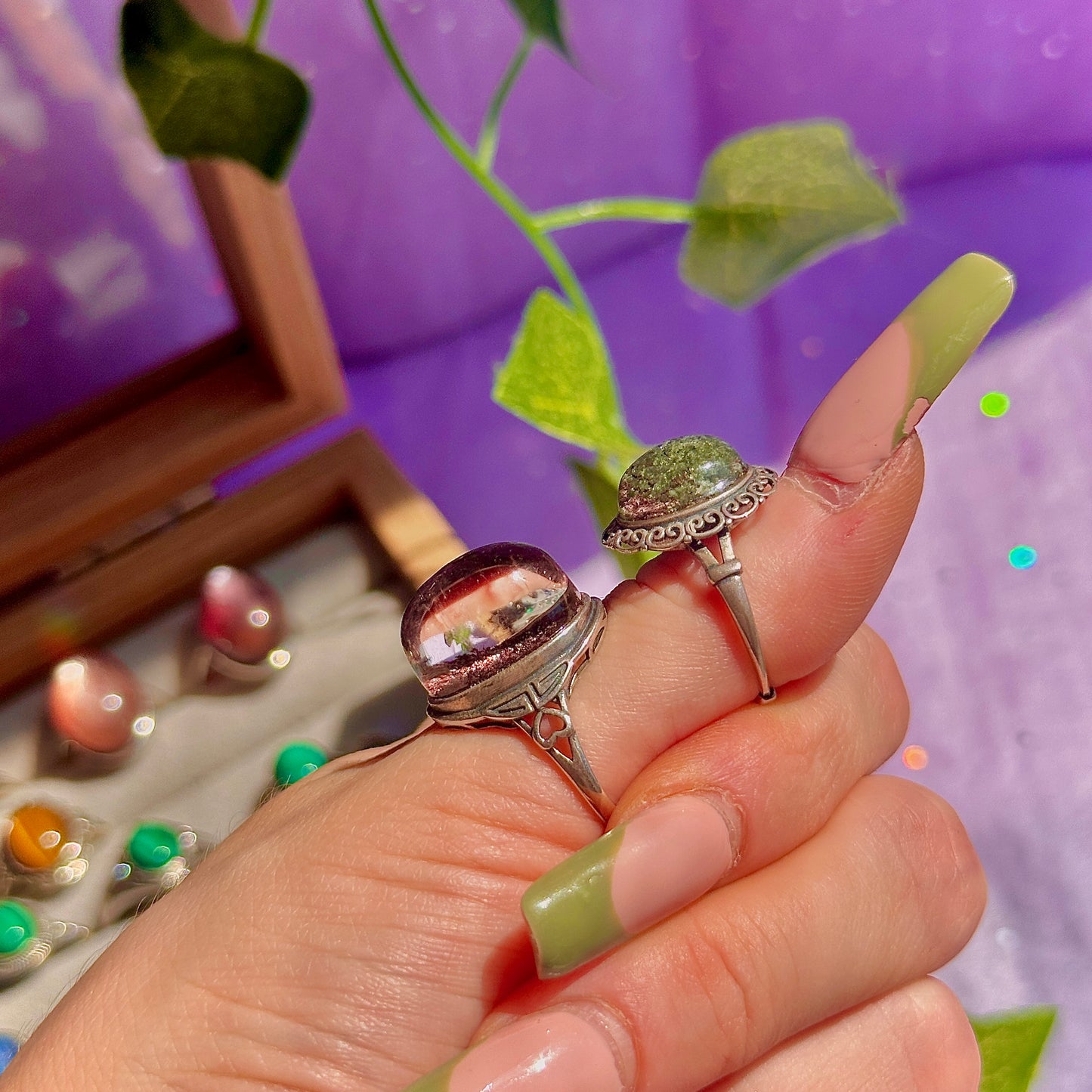 garden quartz 925 sterling silver adjustable ring