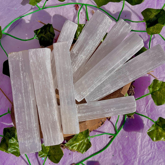satin spar selenite medium wands (raw/rough)