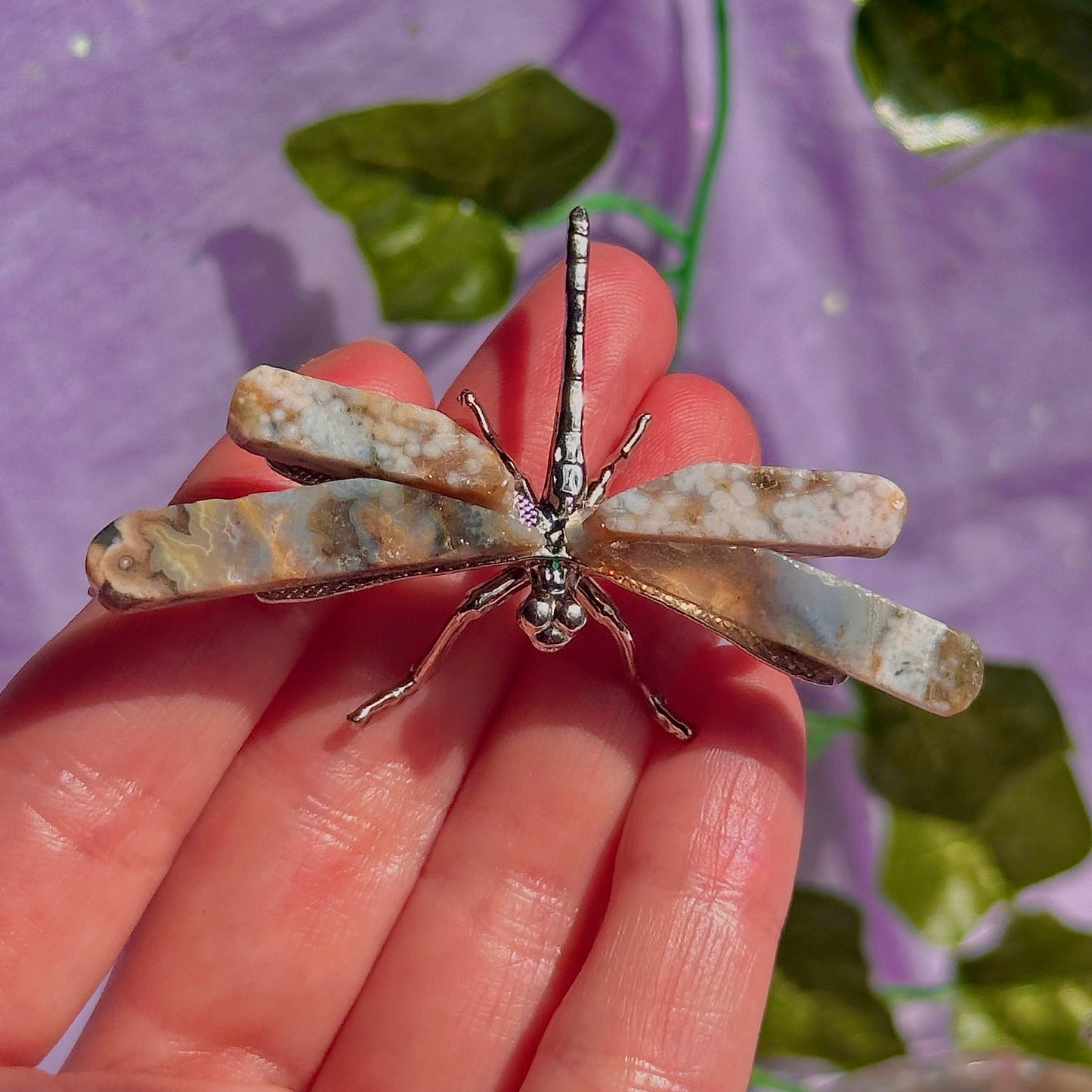 sea jasper butterflies on stand & dragon fly carving ~ choose your own