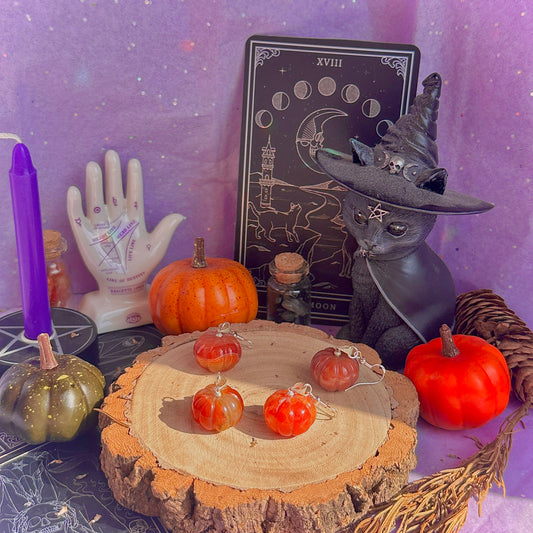 carnelian pumpkin earrings on 925 hooks ~ only 2!