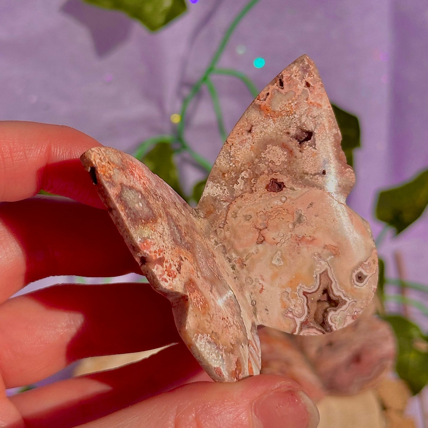 indonesian rare pink lace agate butterflies, self standing ~ choose your own