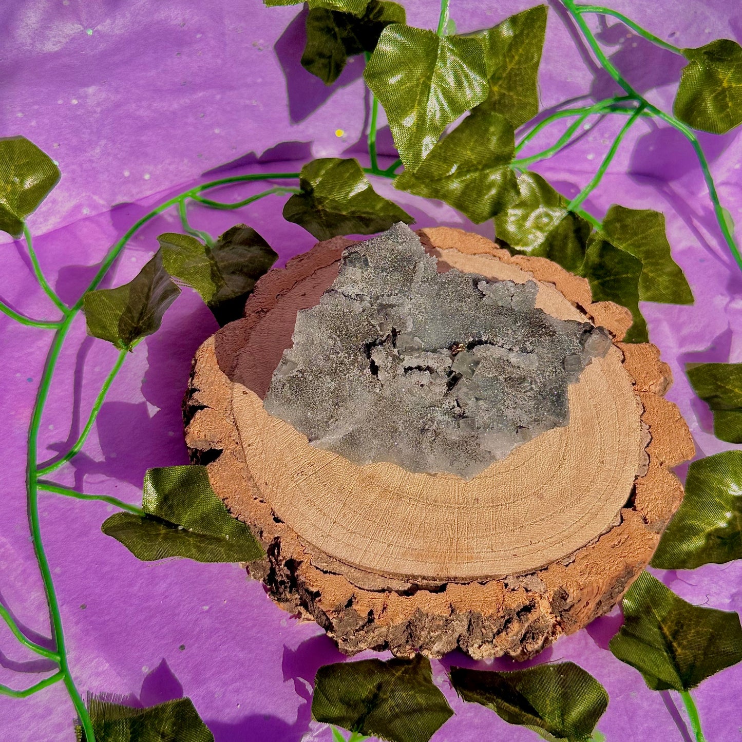 druzy quartz specimen with cubic fluorite & mini pyrite flower