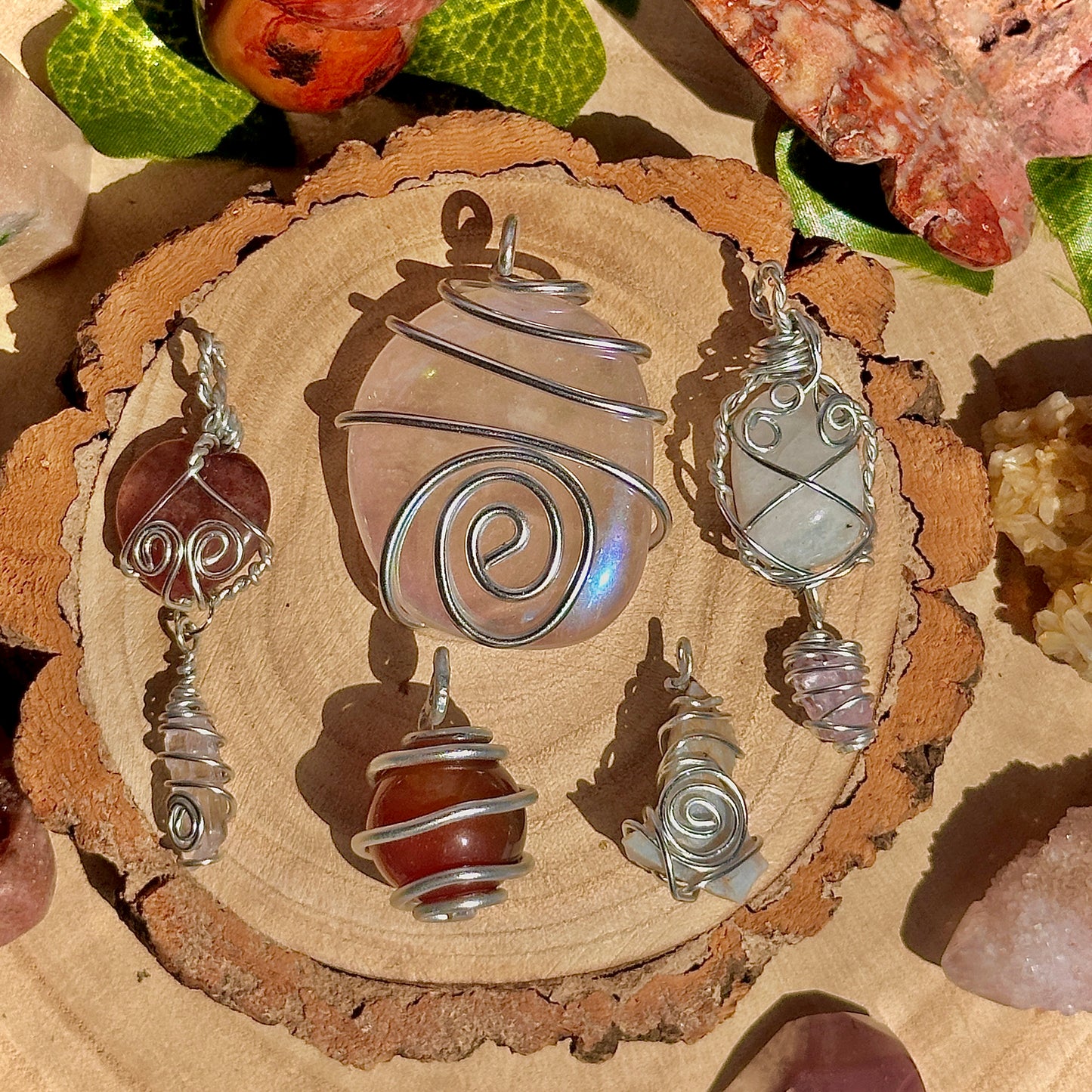 fairy spiral wire wrapped pendants ~ aluminium craft wire
