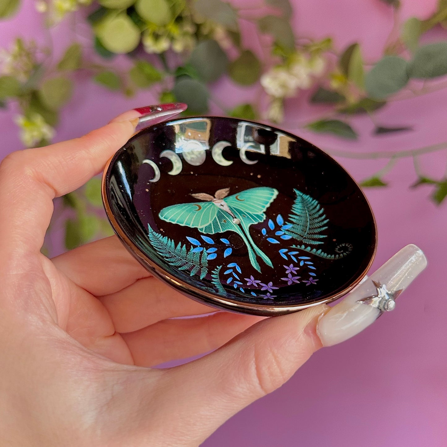 luna moth ceramic incense holder