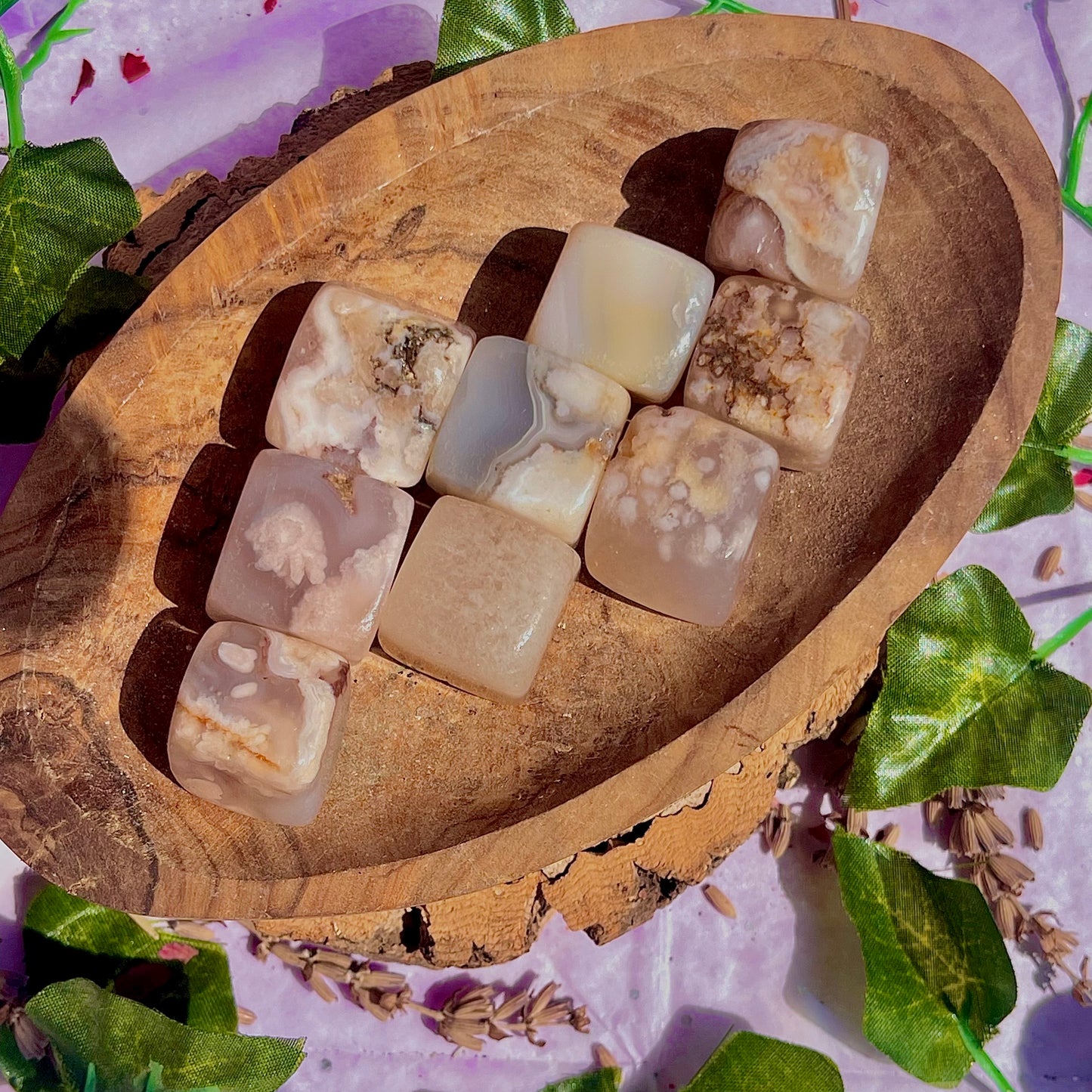 flower agate cubes