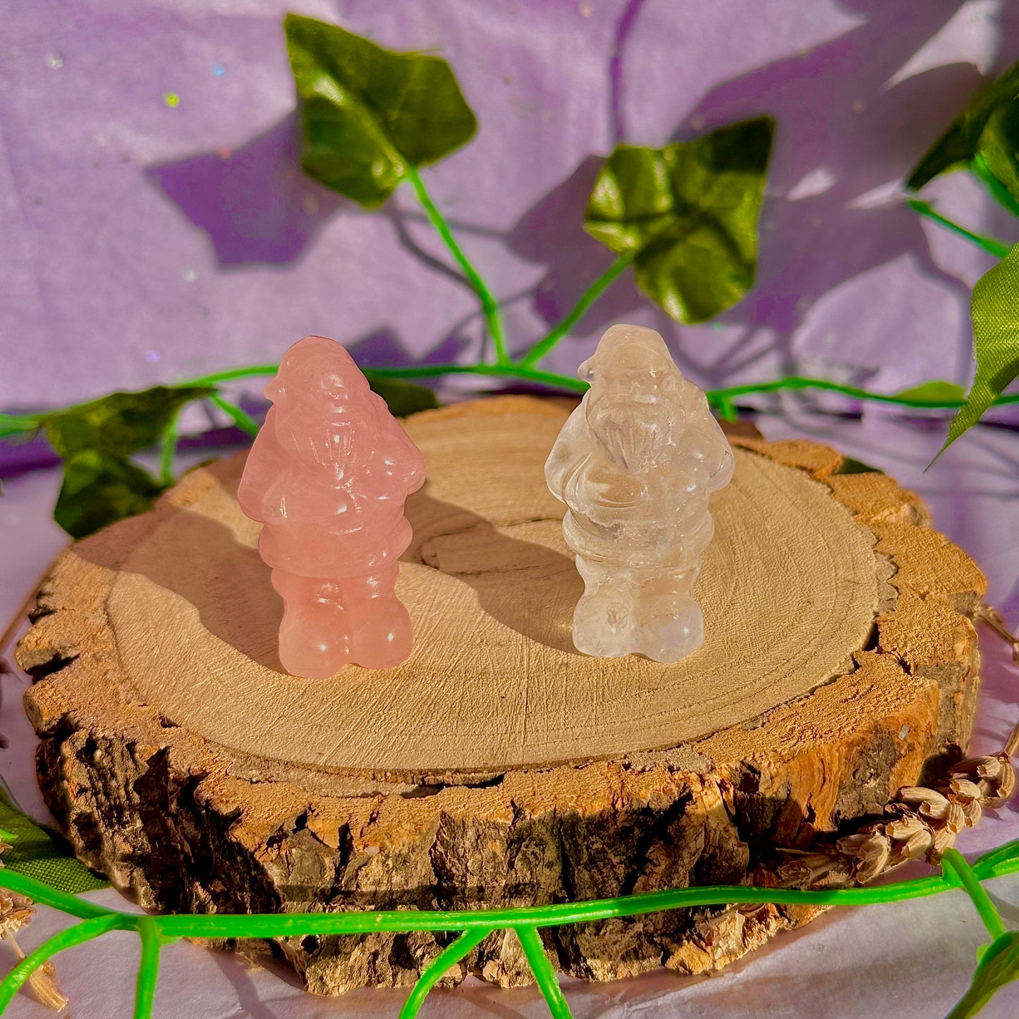 sculptures du père Noël, quartz rose et quartz clair ~ choisissez le vôtre