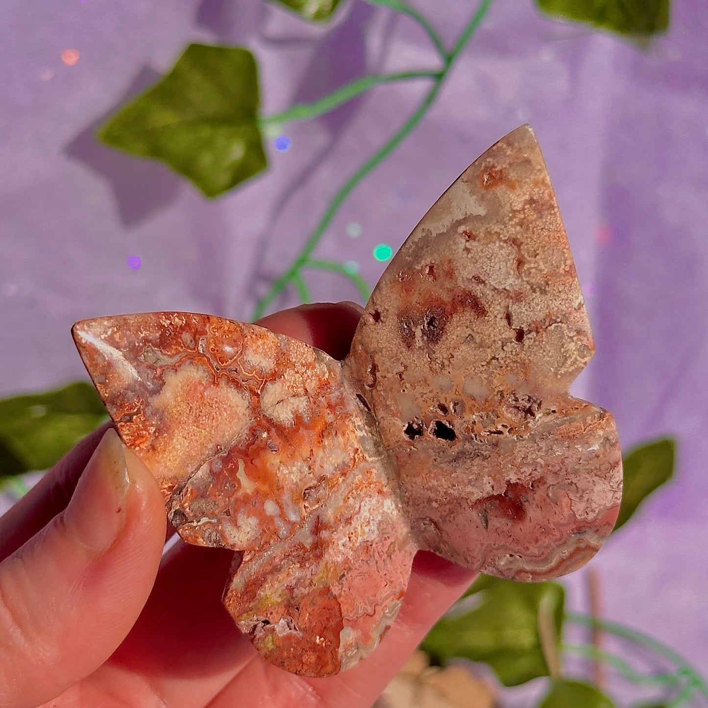 indonesian rare pink lace agate butterflies, self standing ~ choose your own
