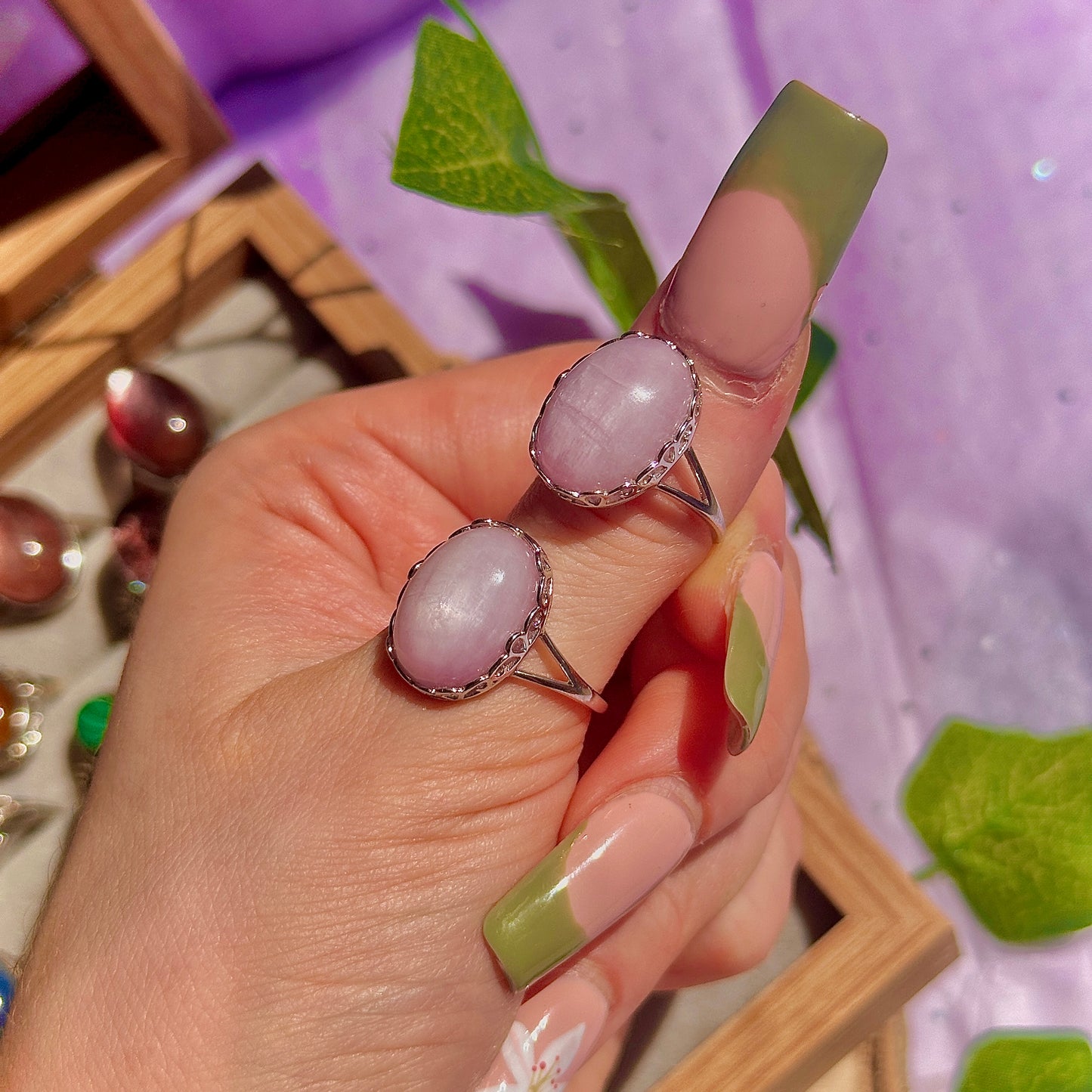 kunzite 925 sterling silver adjustable ring