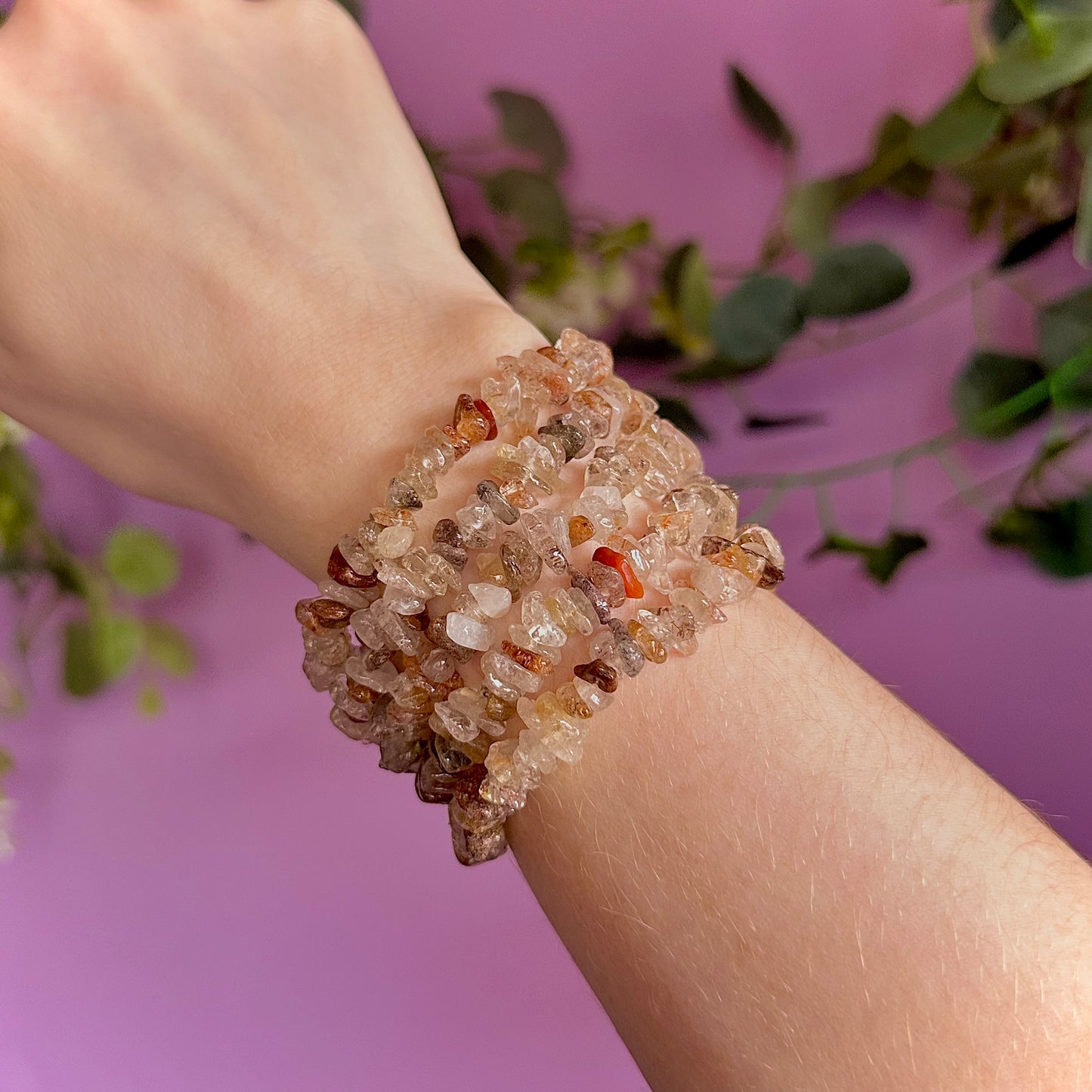 copper rutile chip bracelet