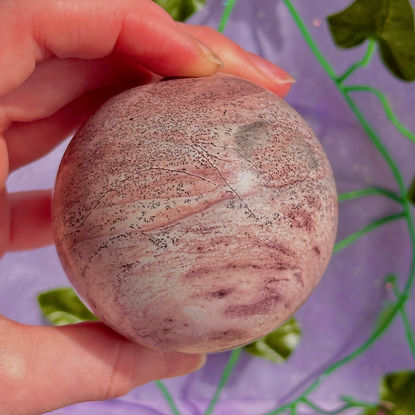 pink picture jasper sphere