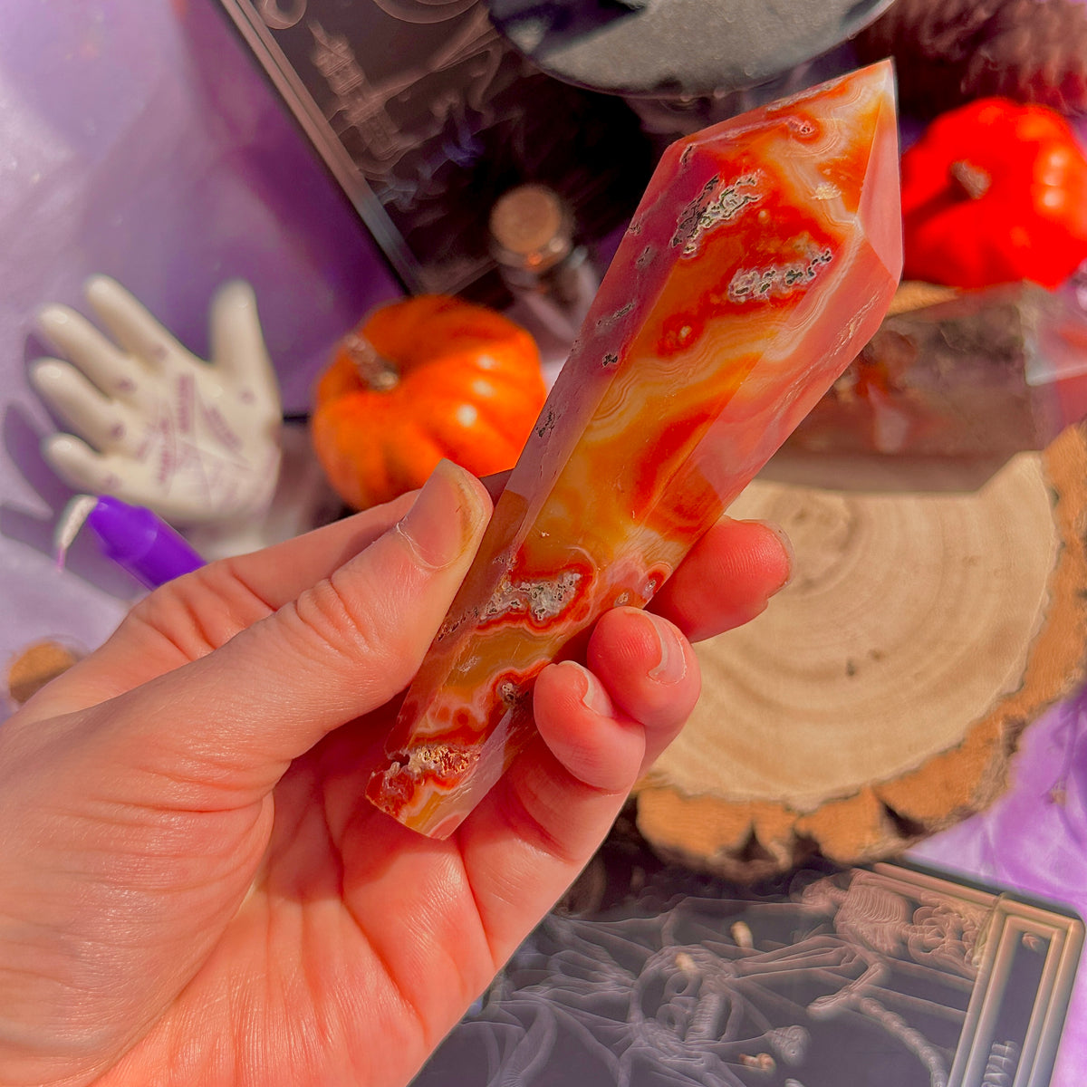carnelian x moss agate generator wands ~ choose your own