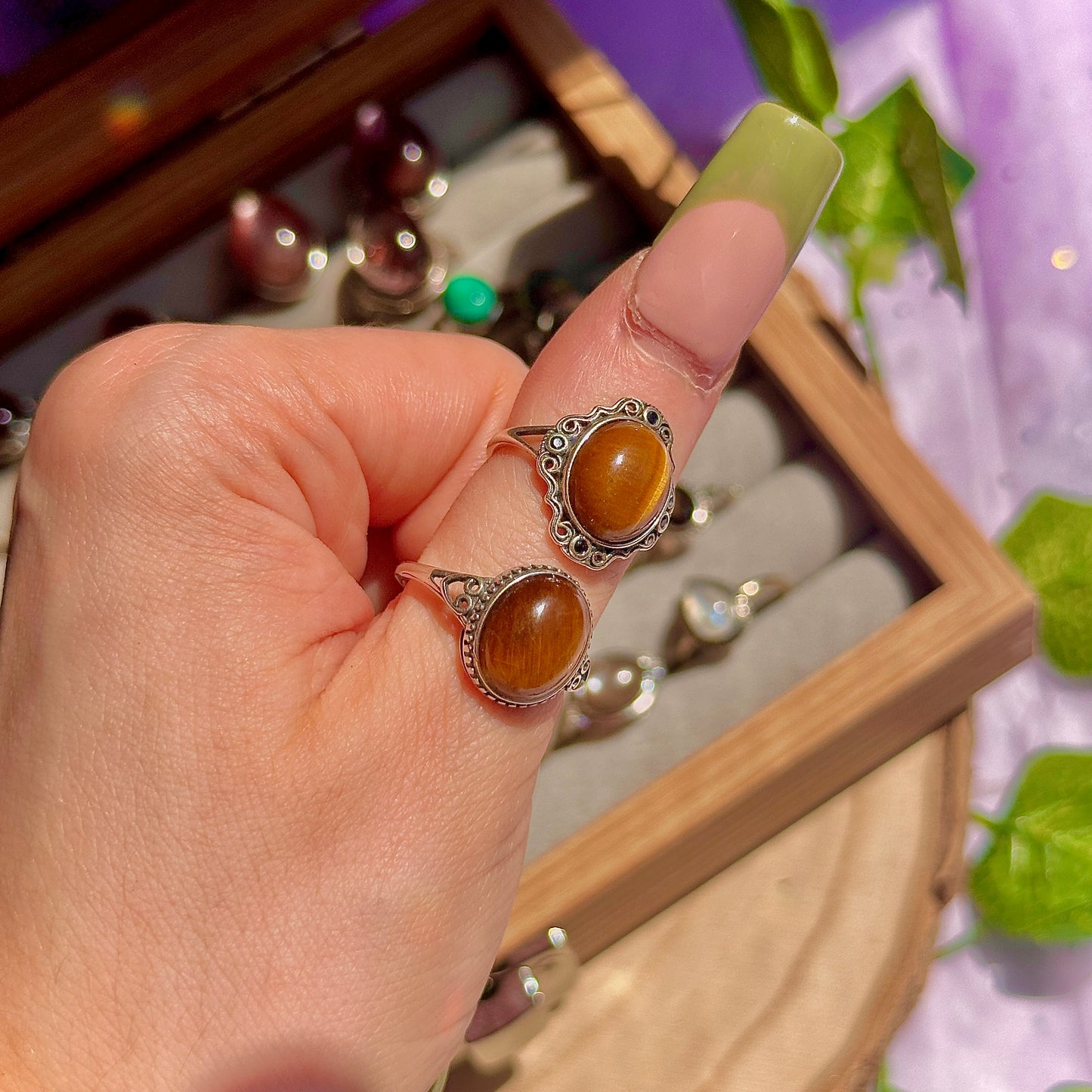 golden tigers eye 925 sterling silver adjustable ring